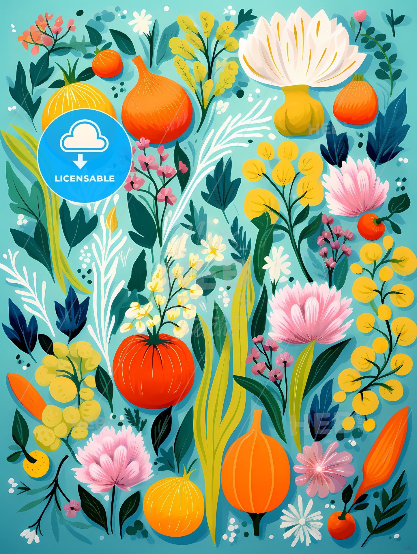 A Painting Of Fruits And Flowers