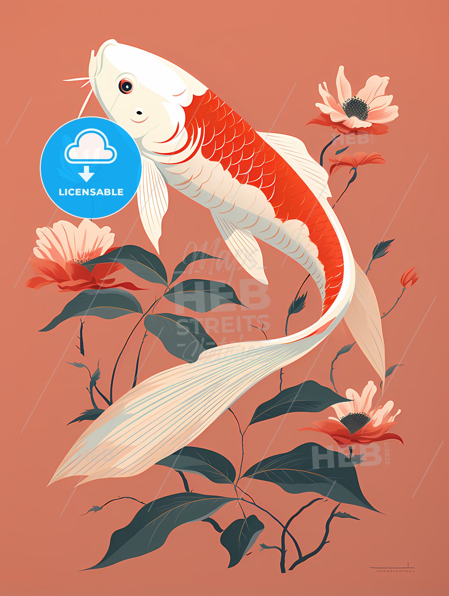 A Fish Swimming In Flowers