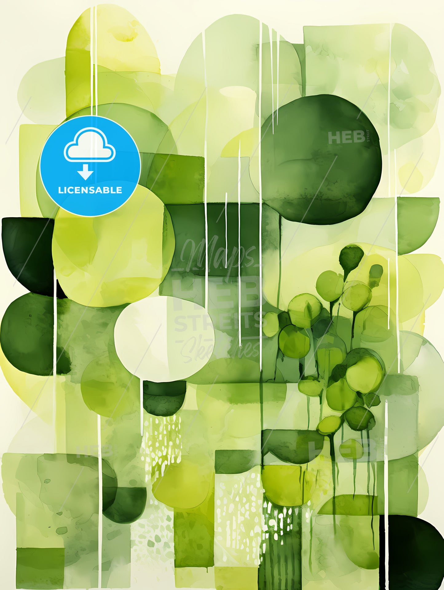 Green Surroundings - A Painting Of Circles And Squares