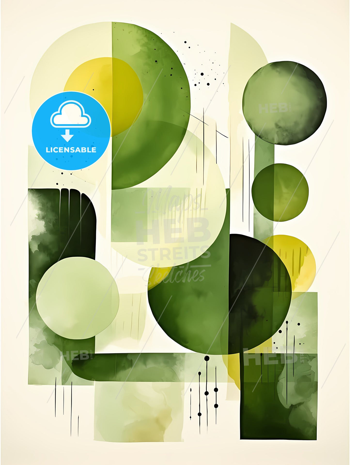 Green One - A Green And Yellow Circles And Lines