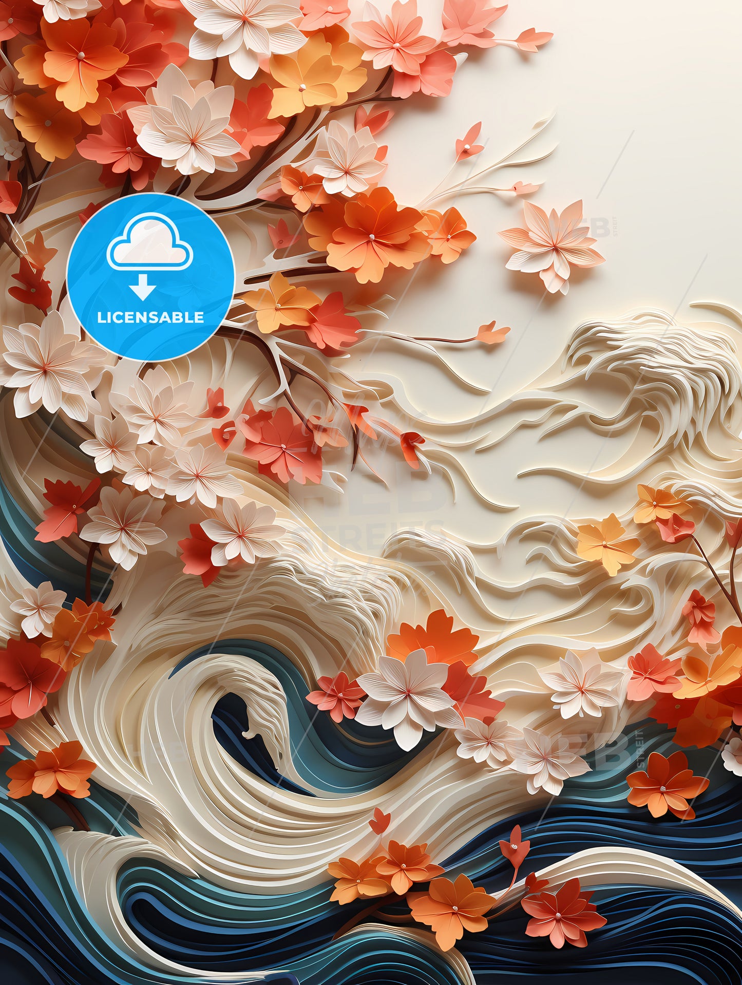 Floral Dream - A Paper Cut Out Of Flowers And Waves