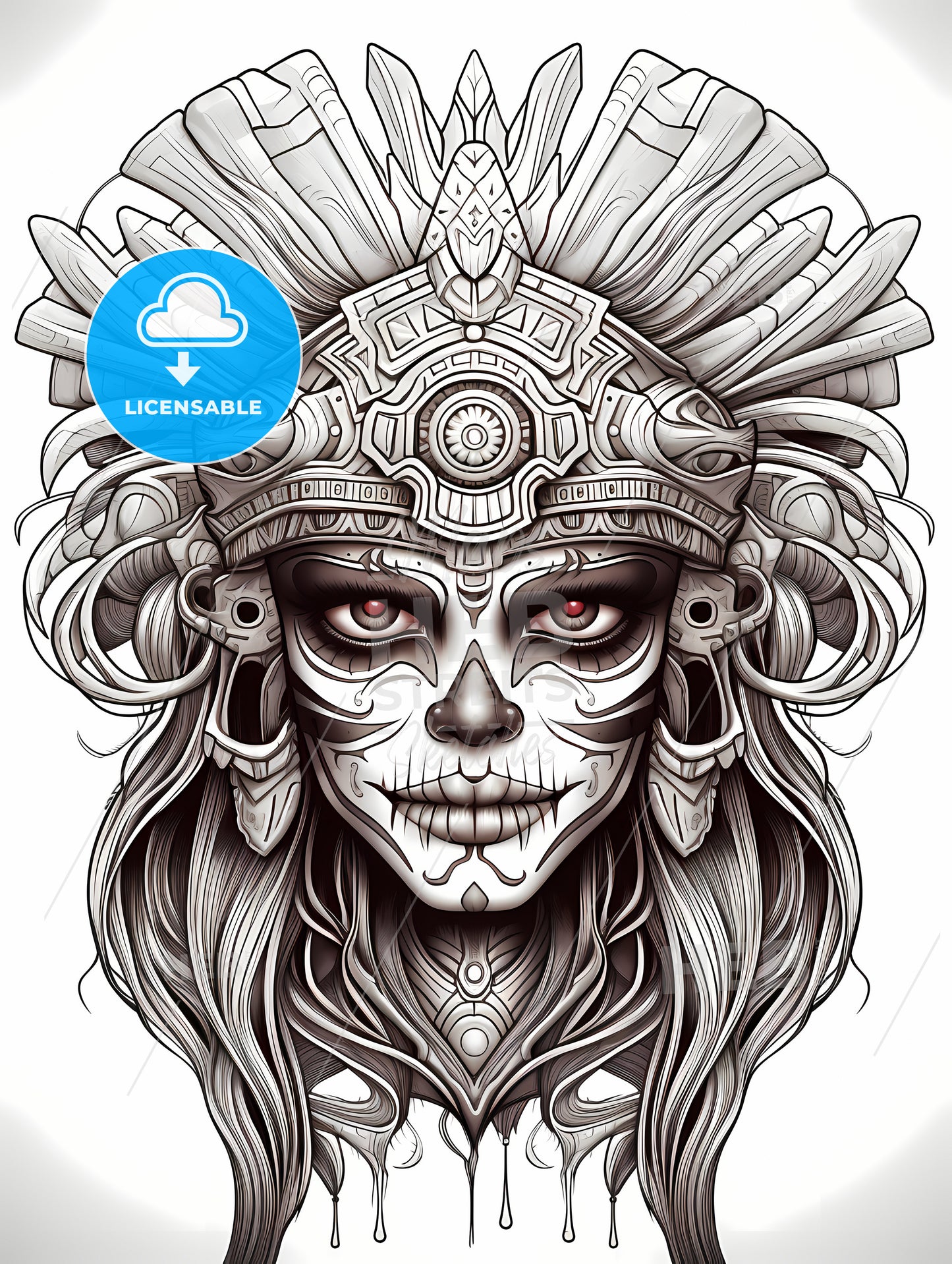 Coloring Book - A Drawing Of A Woman Wearing A Mask