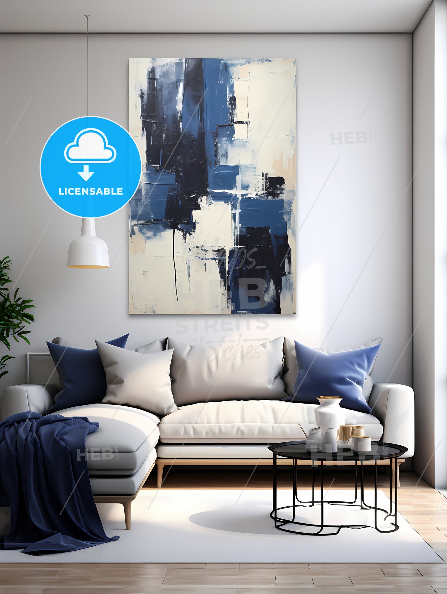 A Painting On The Wall Of A Living Room