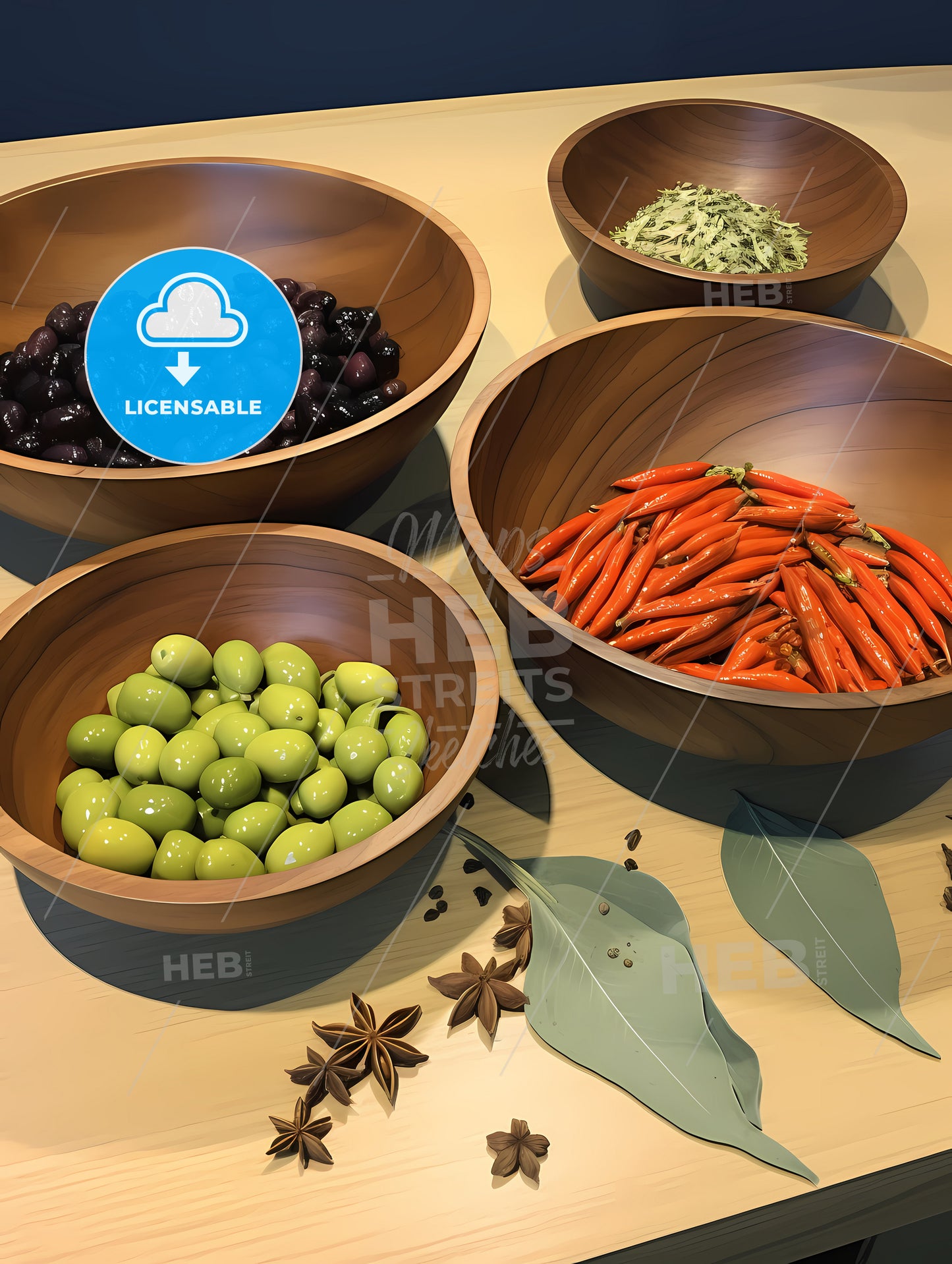Herbs - A Group Of Bowls Of Food
