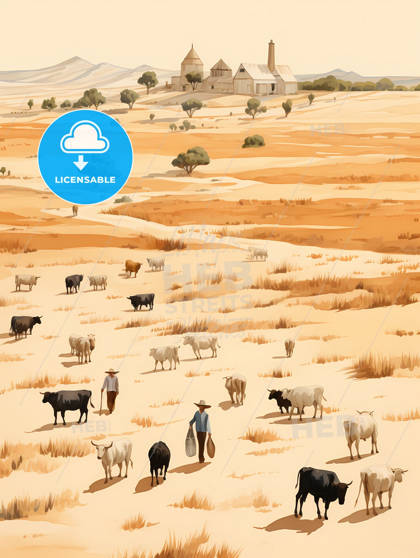 New Mexico - A Group Of People Walking With Cows In A Field