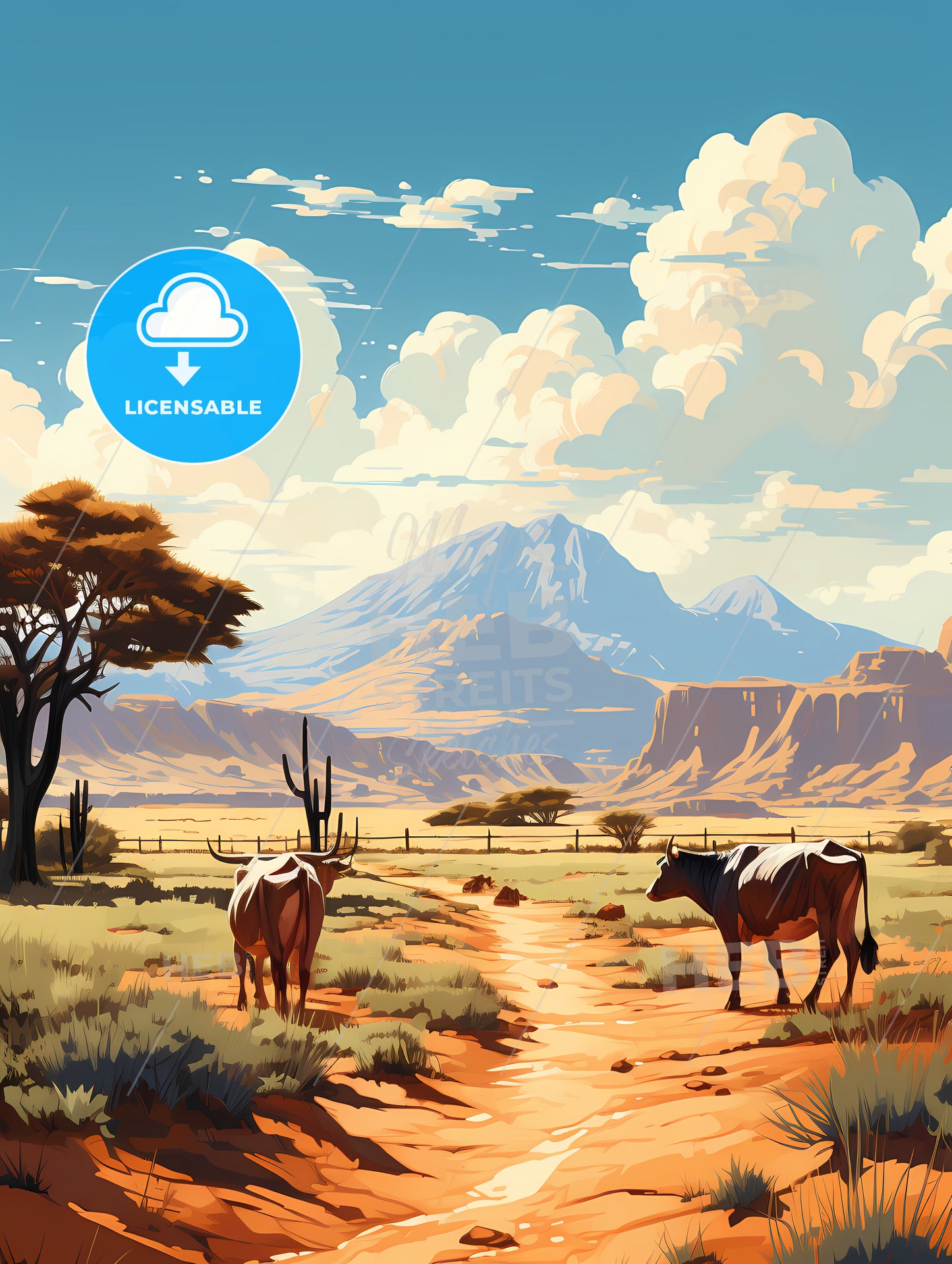 Wide Land - A Cow In A Desert