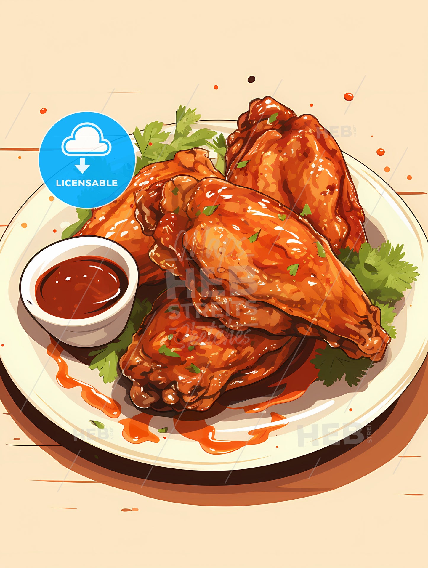 A Plate Of Chicken Wings With Sauce