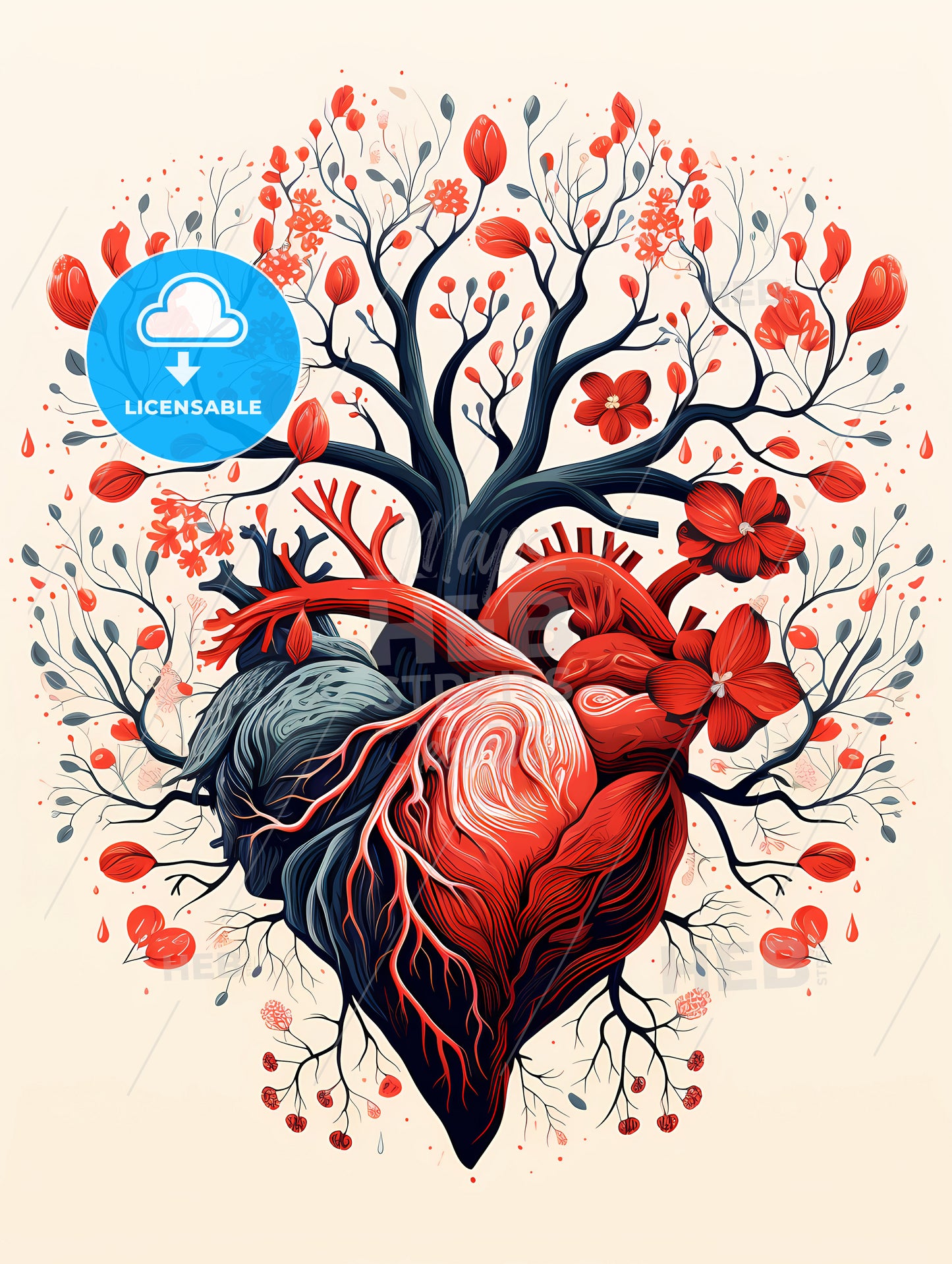 Friendship - A Tree With Flowers And Human Heart