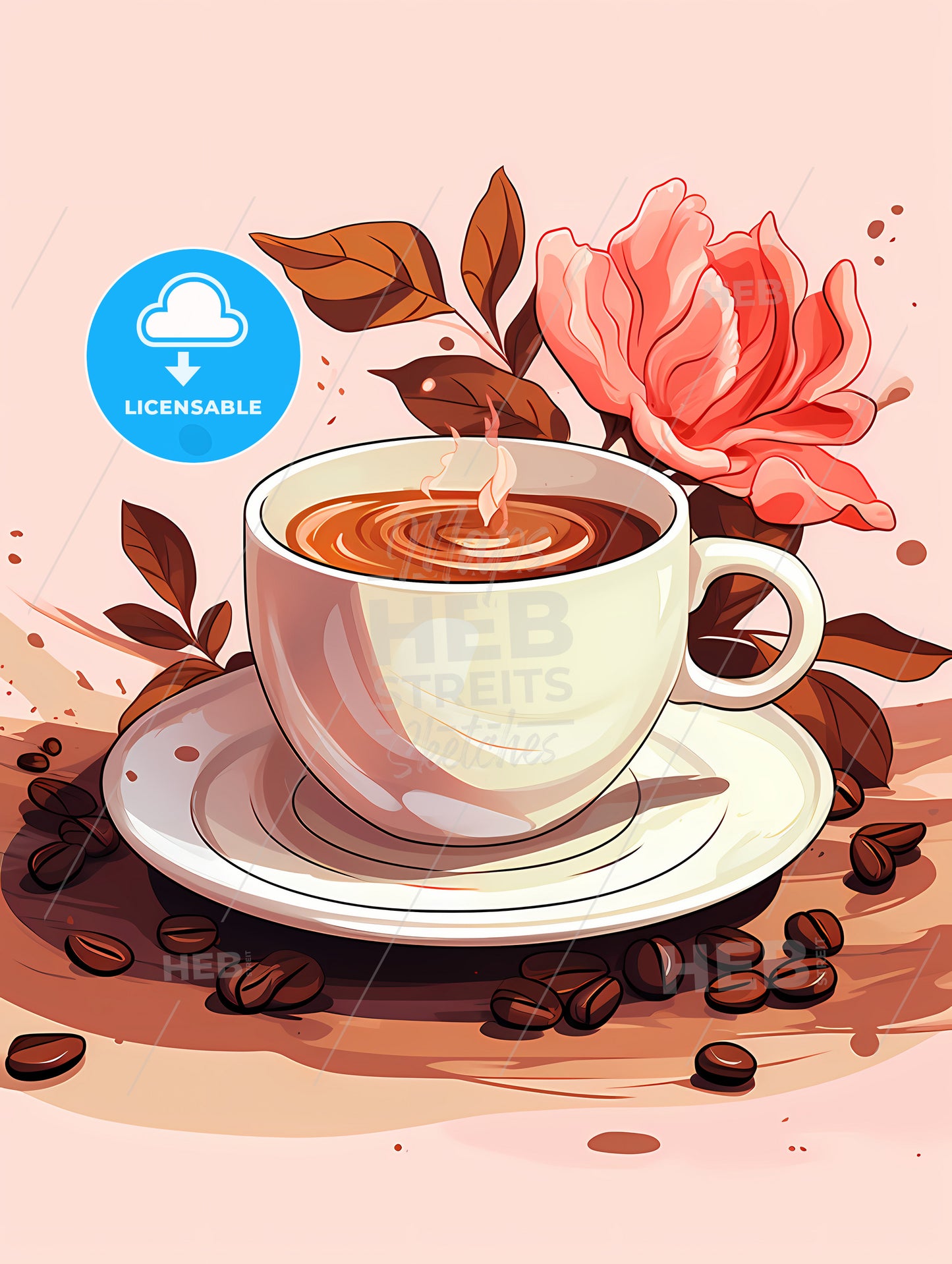 A Coffee Cup And Saucer With A Flower