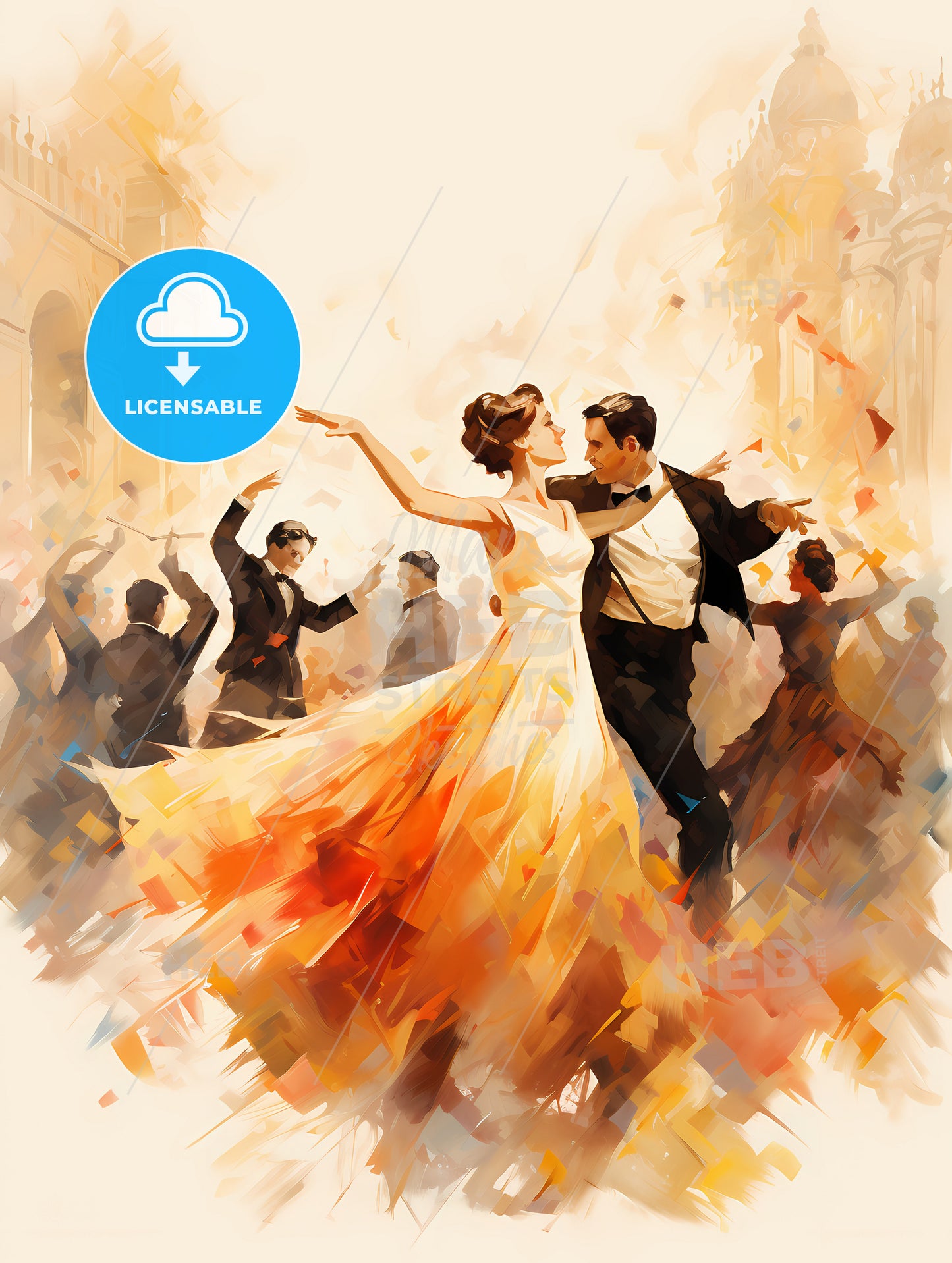 A Painting Of A Couple Dancing