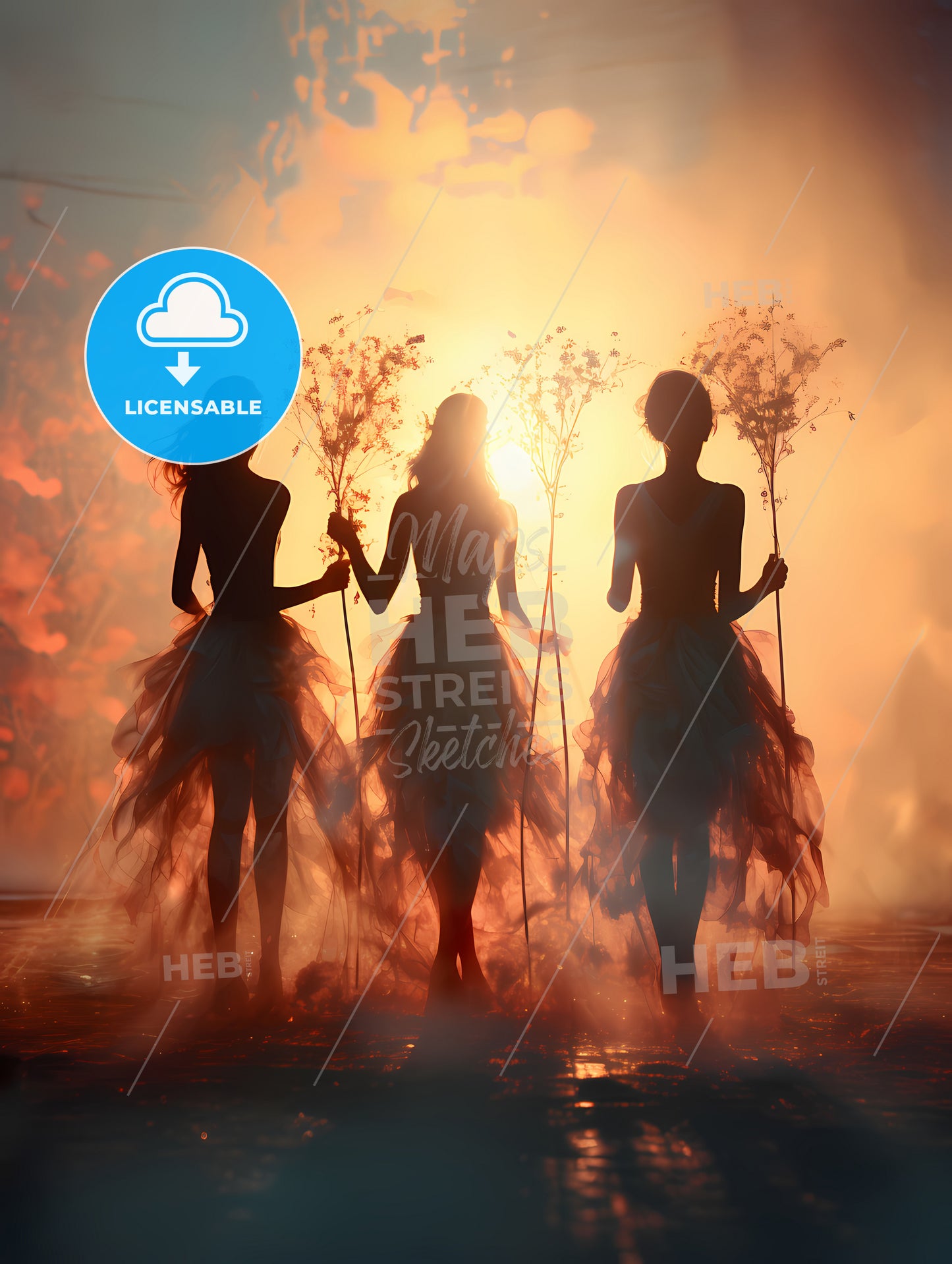 Fall - A Group Of Women In Dresses Holding Flowers