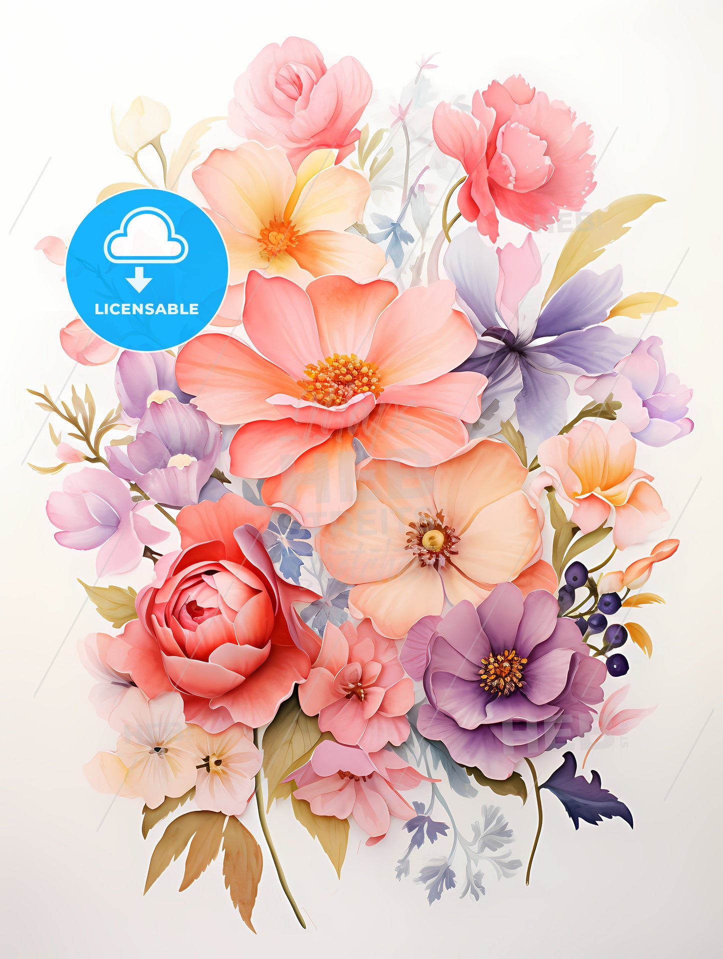 A Painting Of Flowers On A White Surface