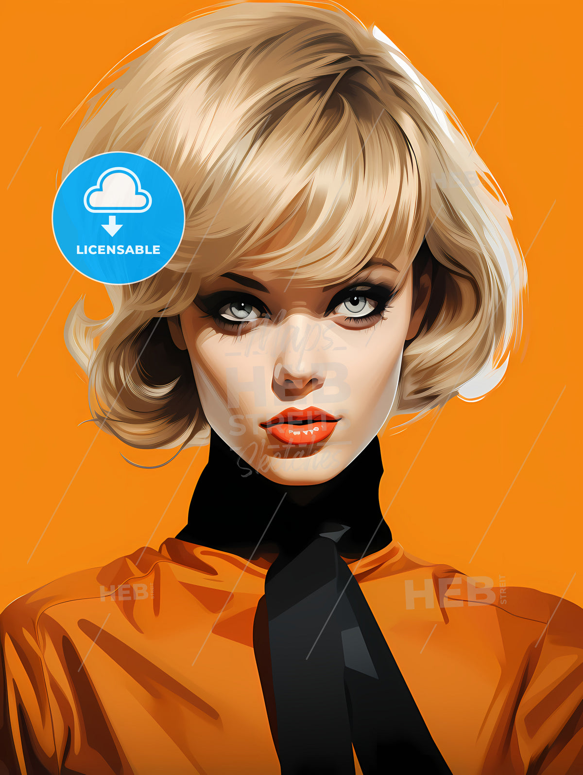 70'S - A Woman With Blonde Hair And Black Tie