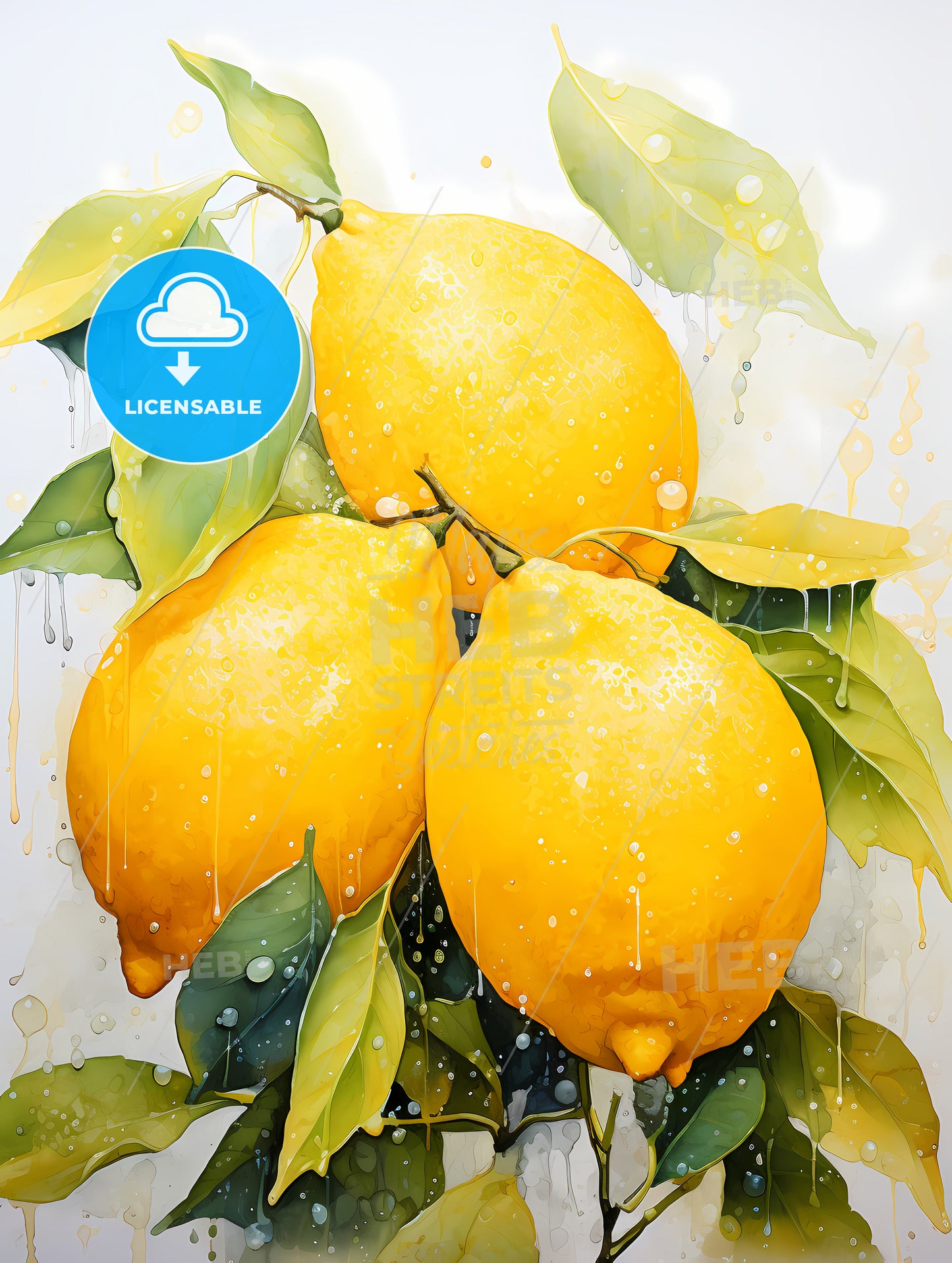 A Group Of Lemons With Leaves