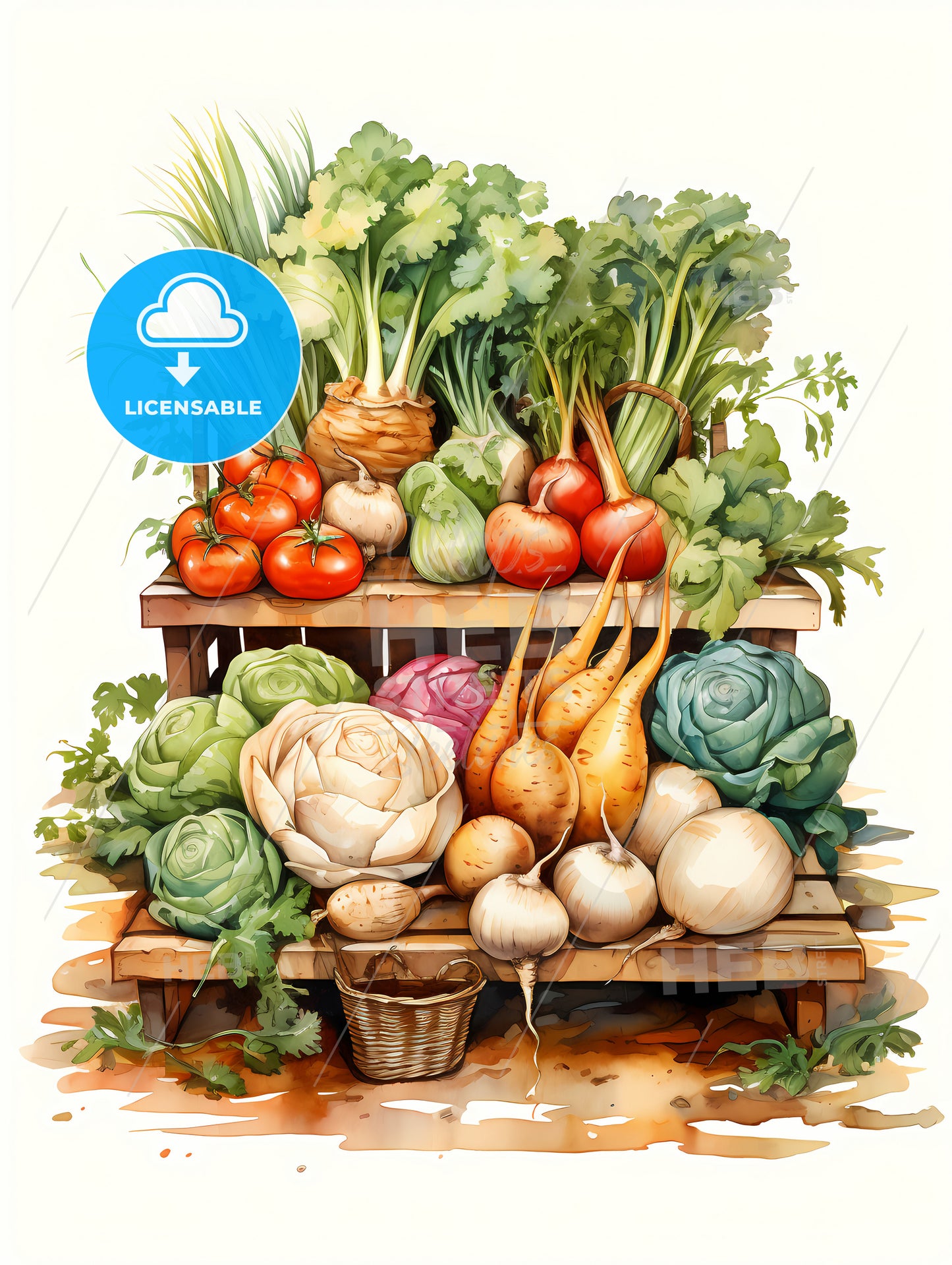 A Group Of Vegetables On A Bench