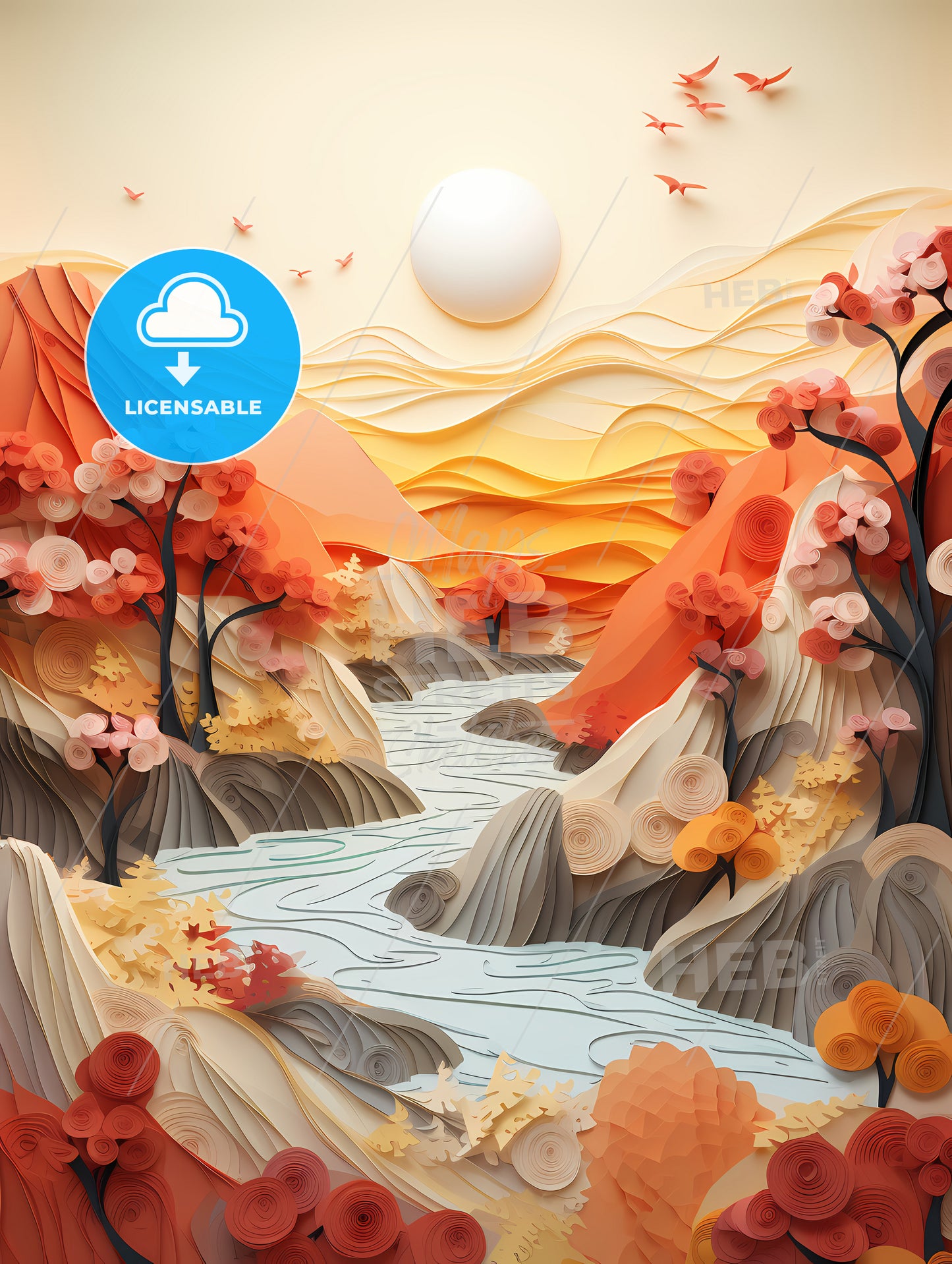 Red Fall - A Paper Cut Out Of A River