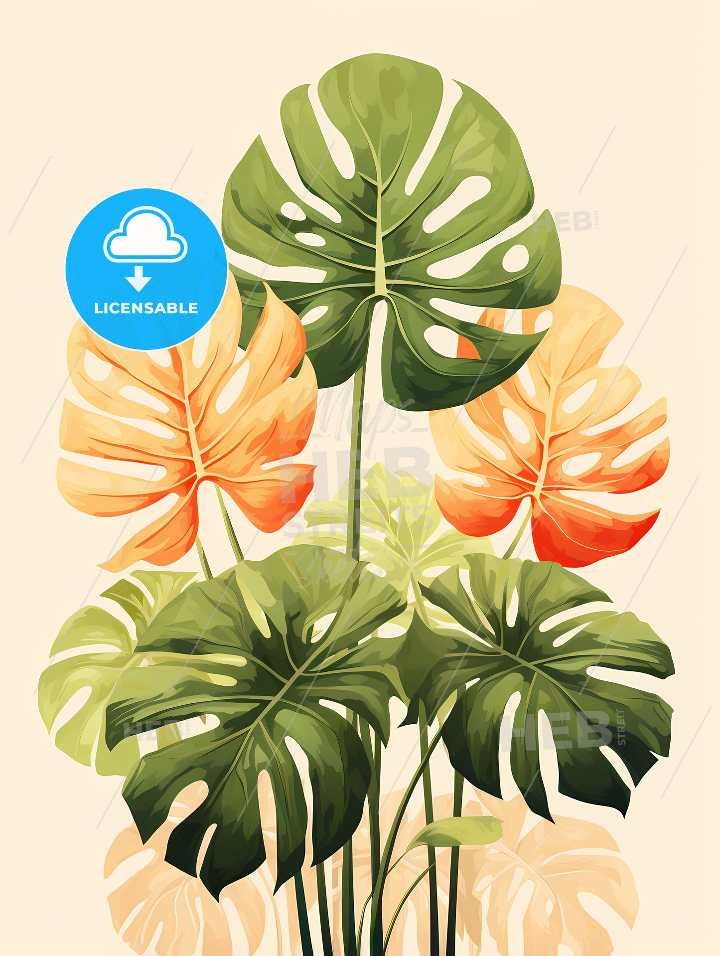 Boho - A Group Of Green And Orange Leaves