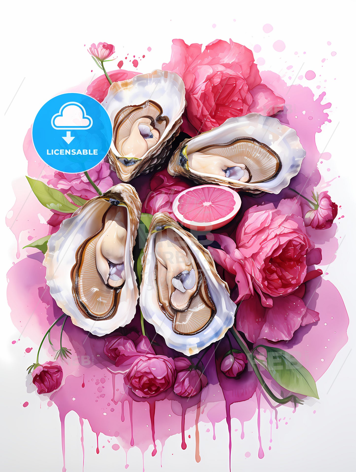 A Group Of Shells And Flowers