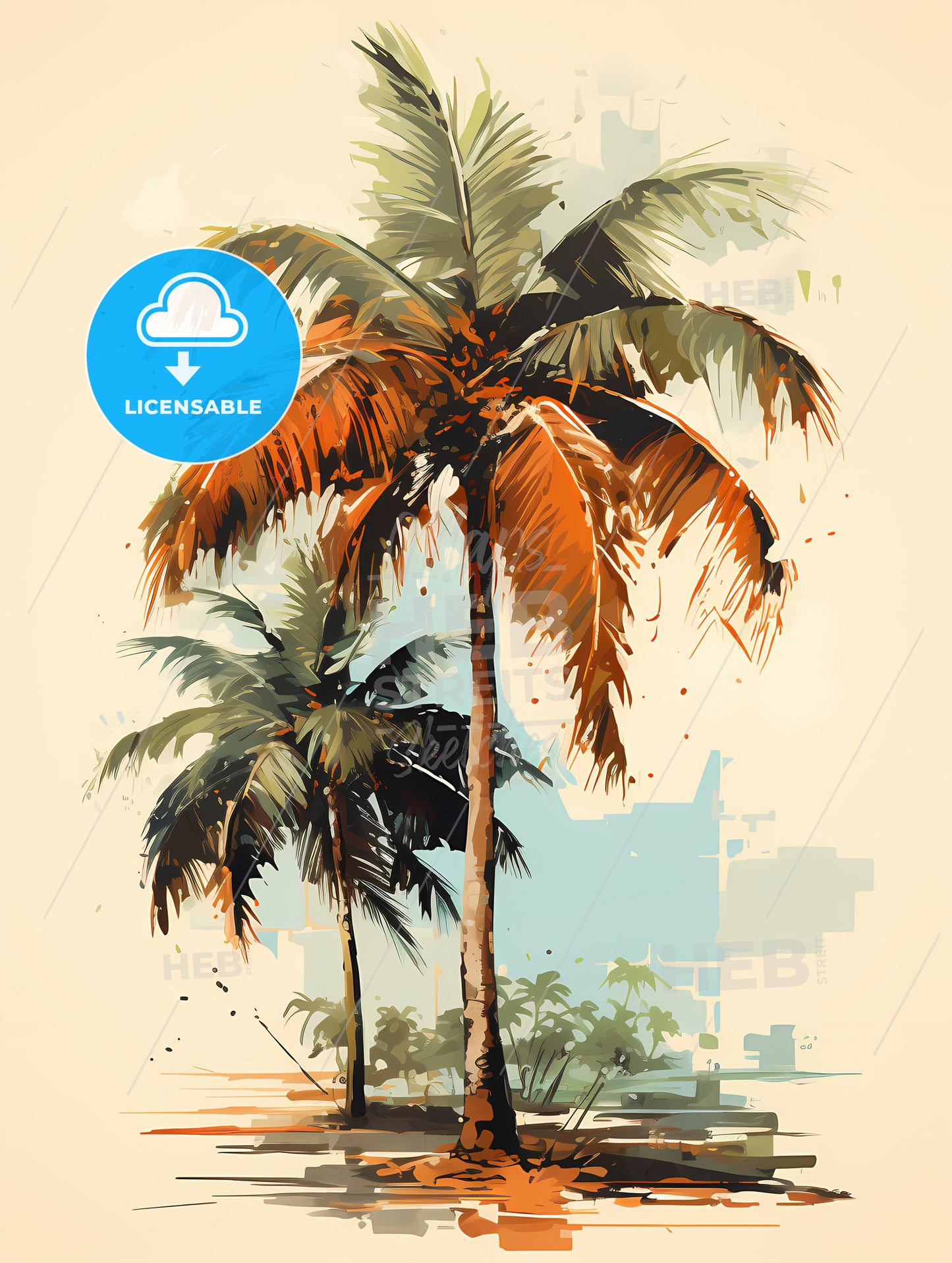 Vintage - A Palm Trees On A Beach