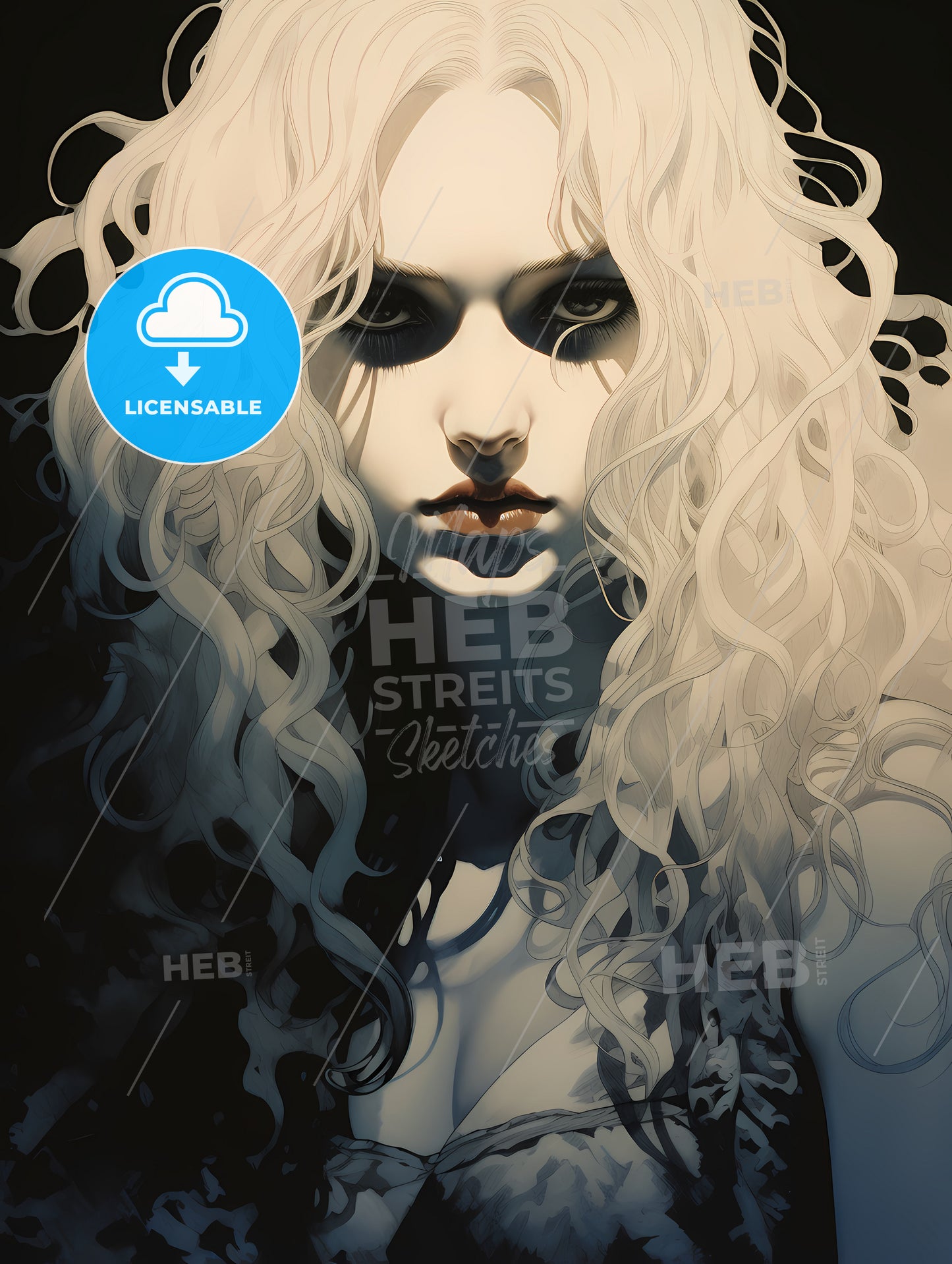 Dark Fantasy - A Woman With Long Curly Hair