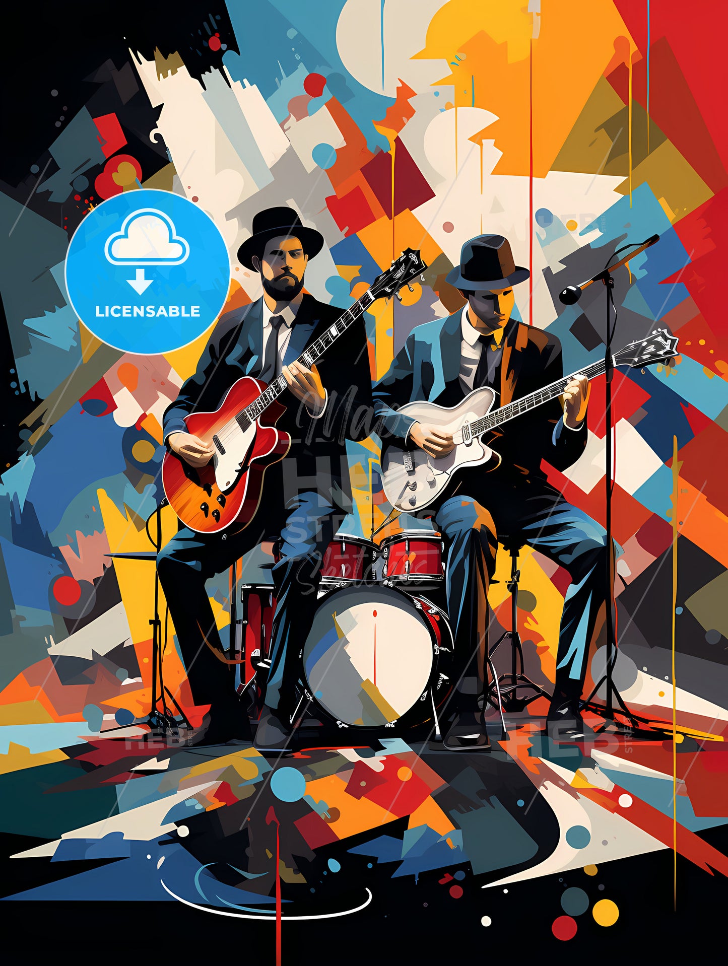 A Couple Of Men Playing Instruments