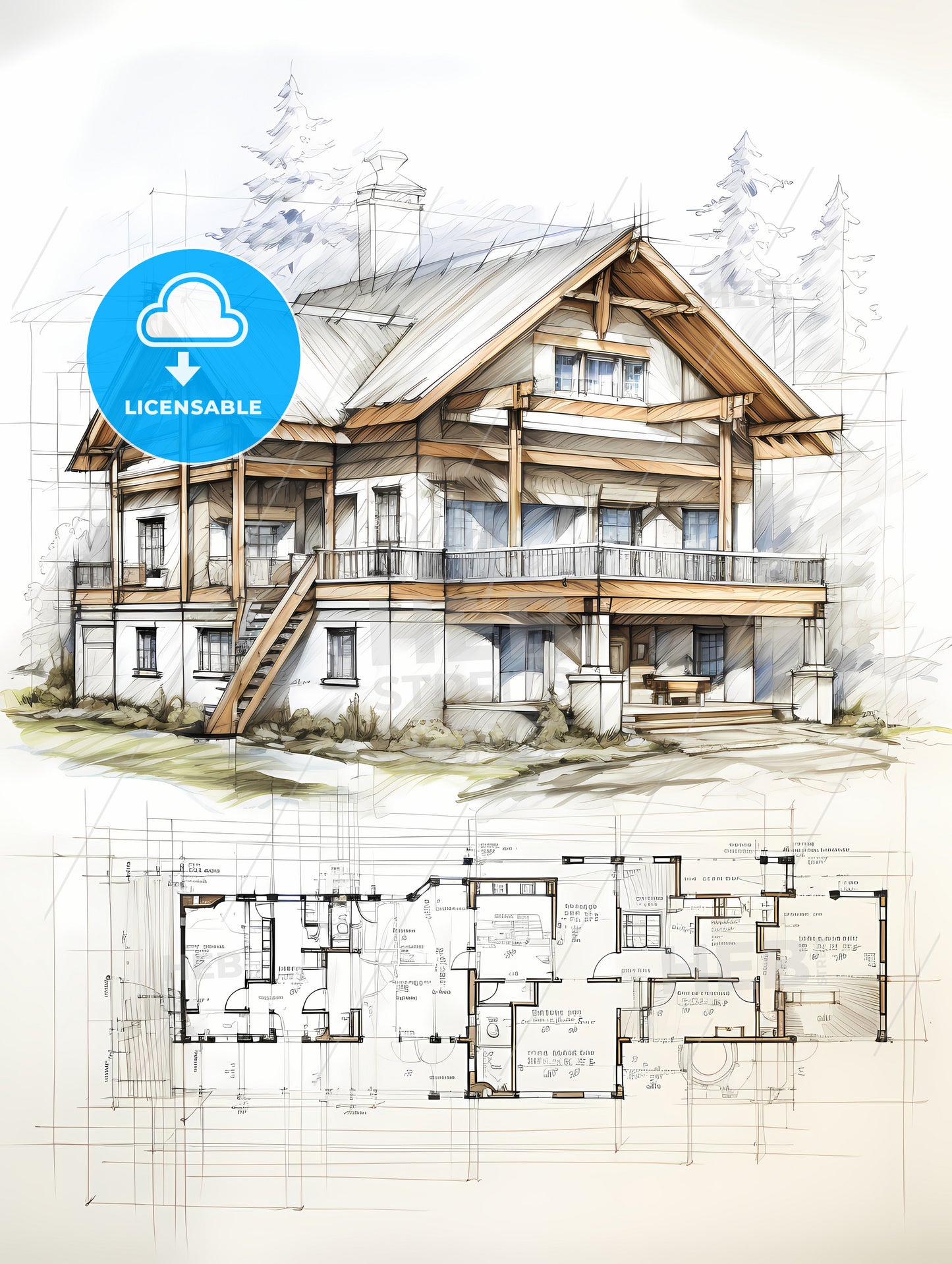 The Draft - A Drawing Of A House And A Blueprint
