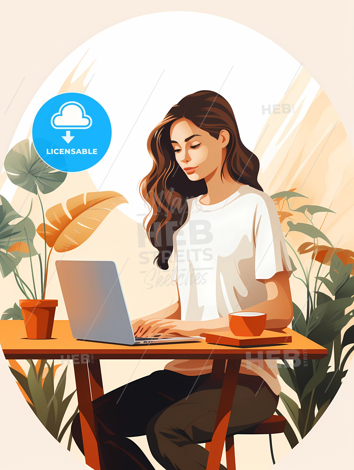 Work And Travel - A Woman Sitting At A Desk With A Laptop