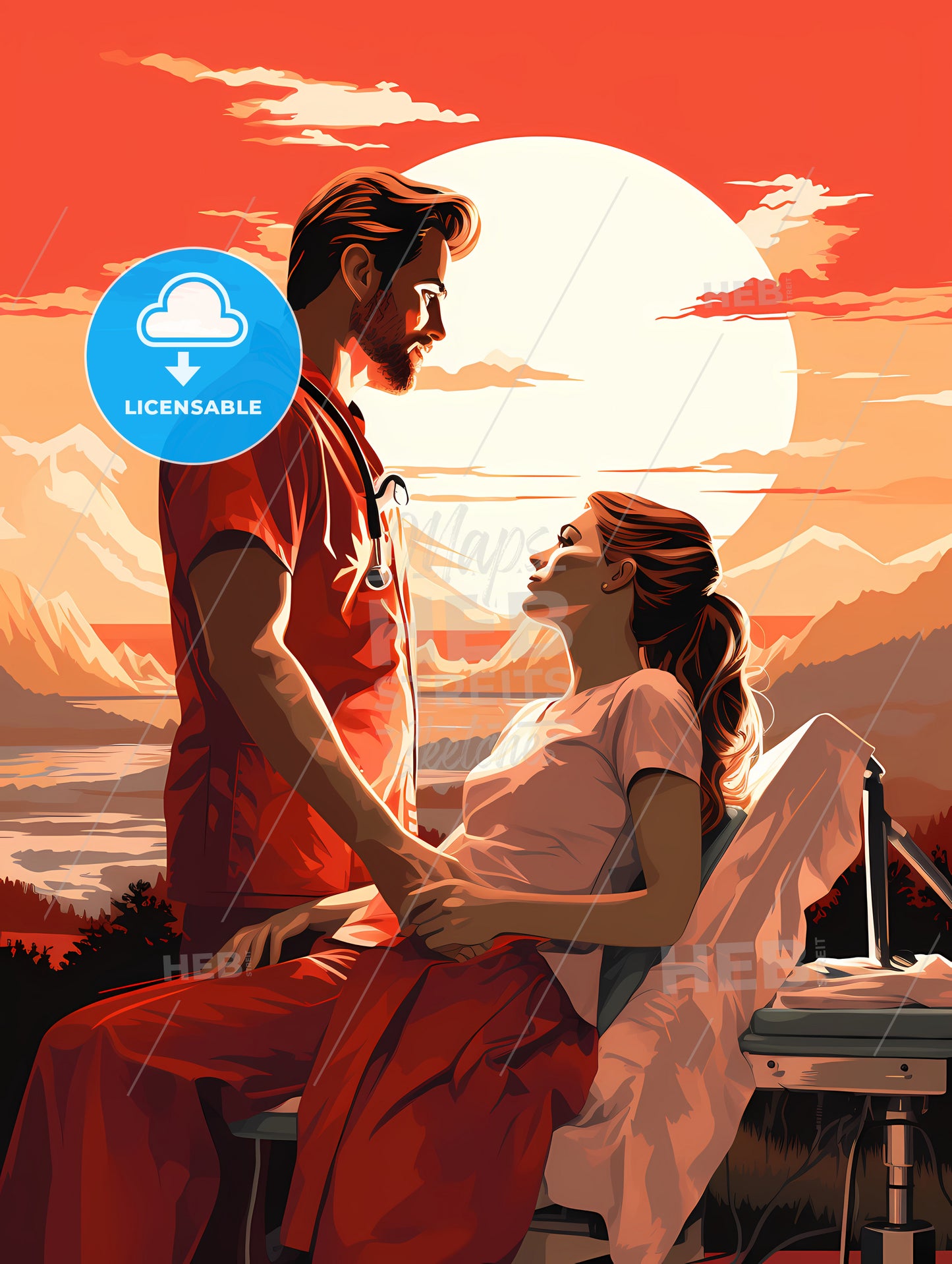 Date With The Doctor - A Man And Woman Sitting In A Hospital Bed