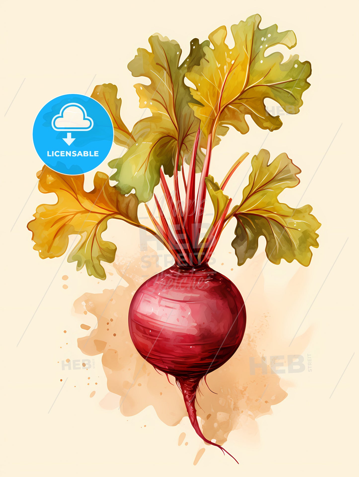 A Beet With Leaves And Stems