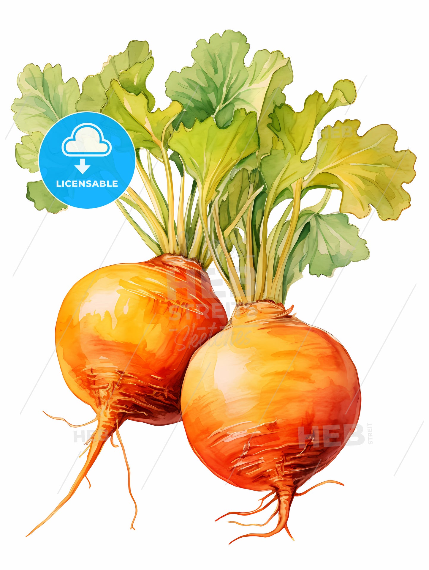 A Pair Of Turnips With Leaves