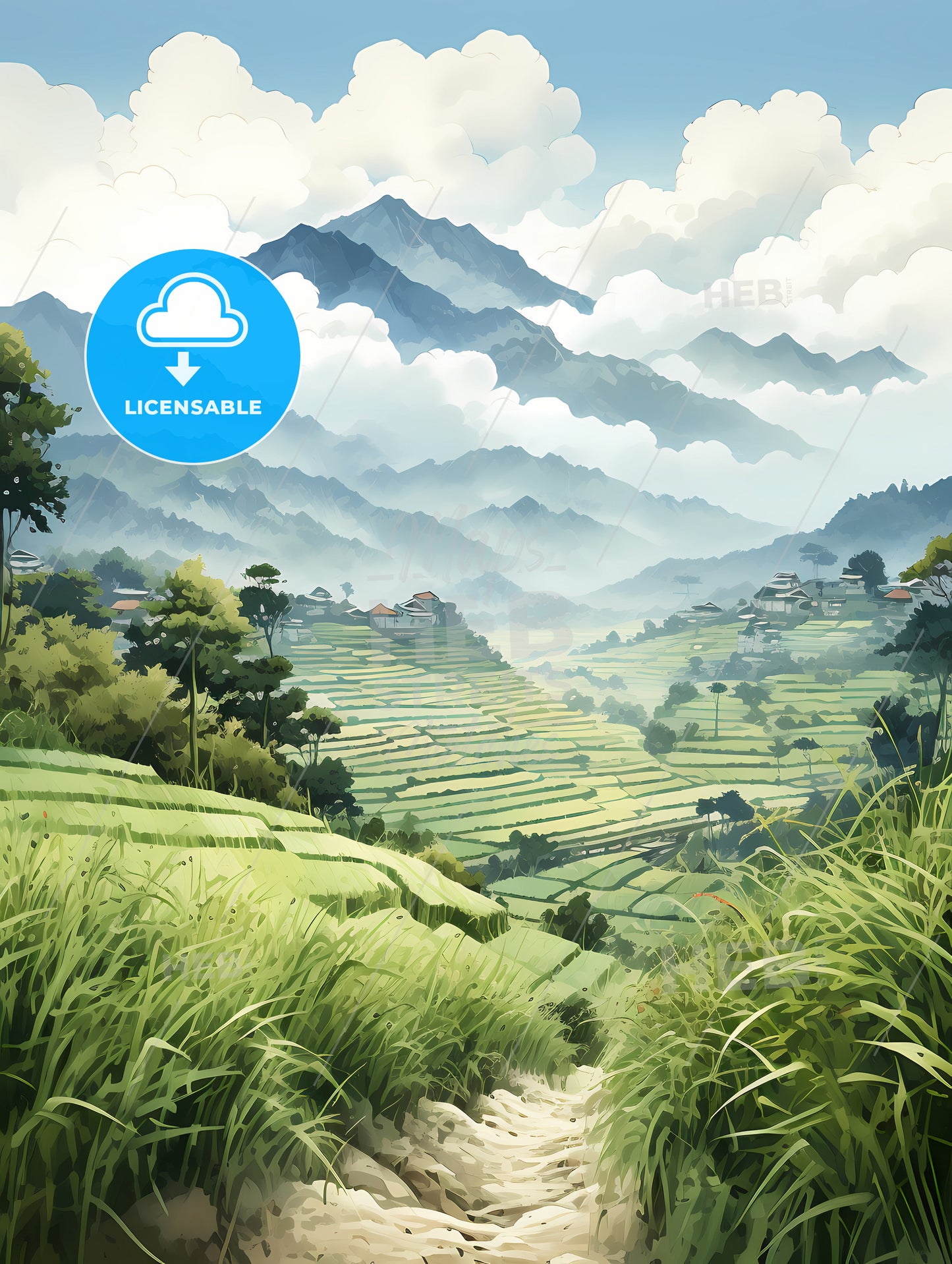 China - A Landscape Of A Valley With Trees And Mountains