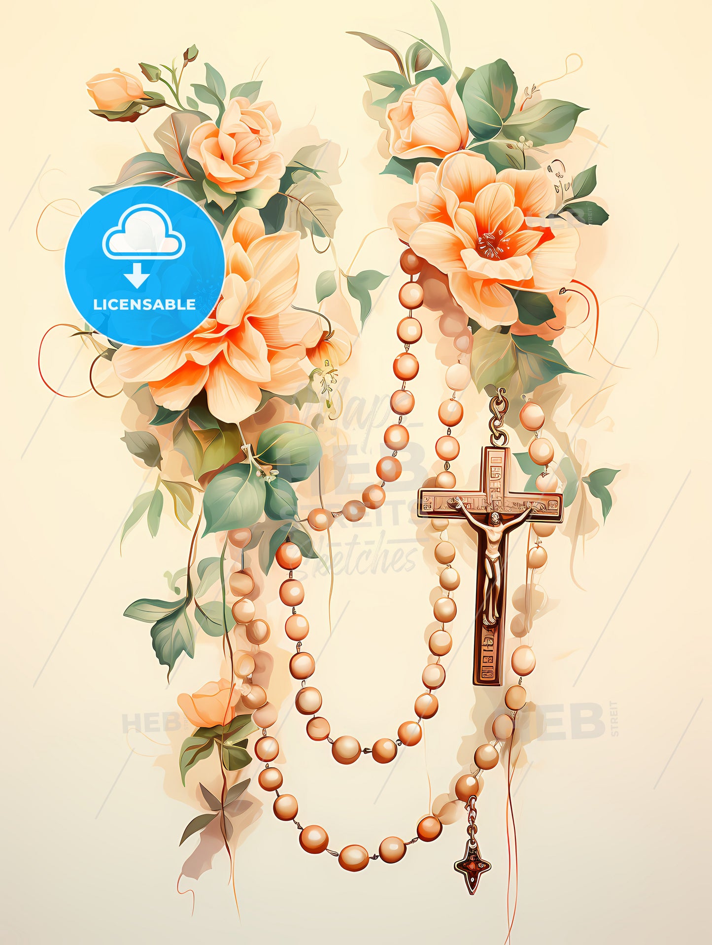 Christ - A Cross And Beads On A Wall