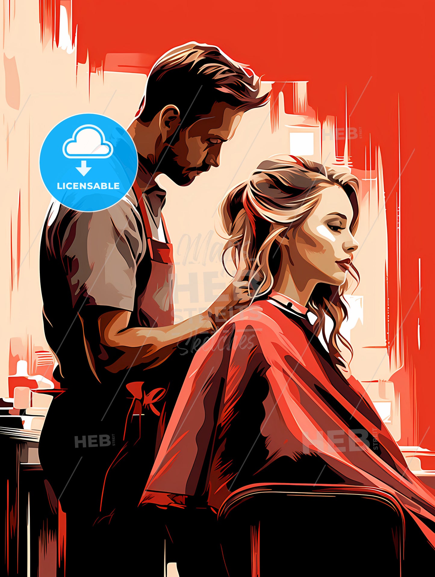 Barber Shop - A Man Cutting A Woman'S Hair