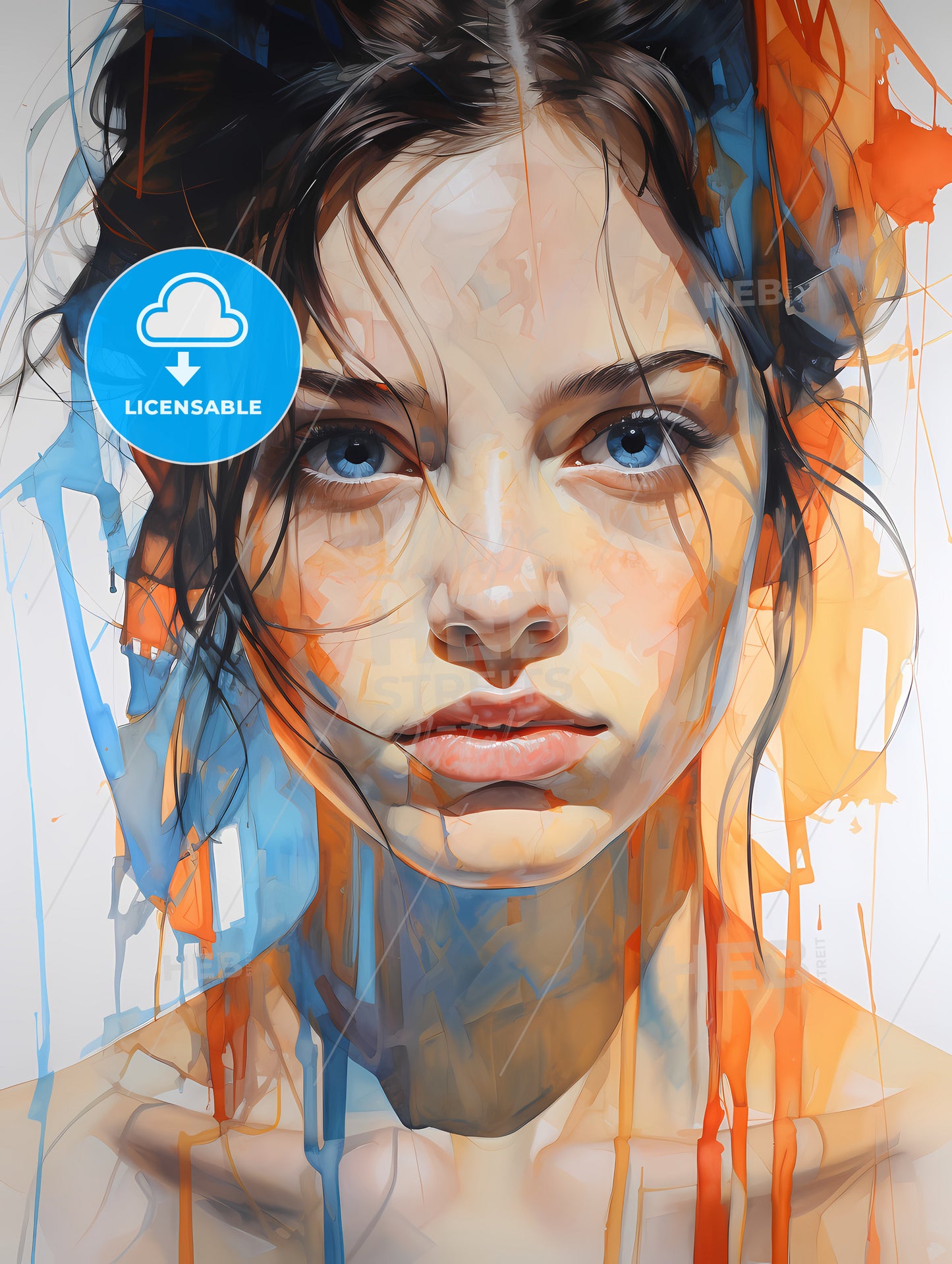 The Youth - A Woman'S Face With Blue Eyes And A Colorful Hair