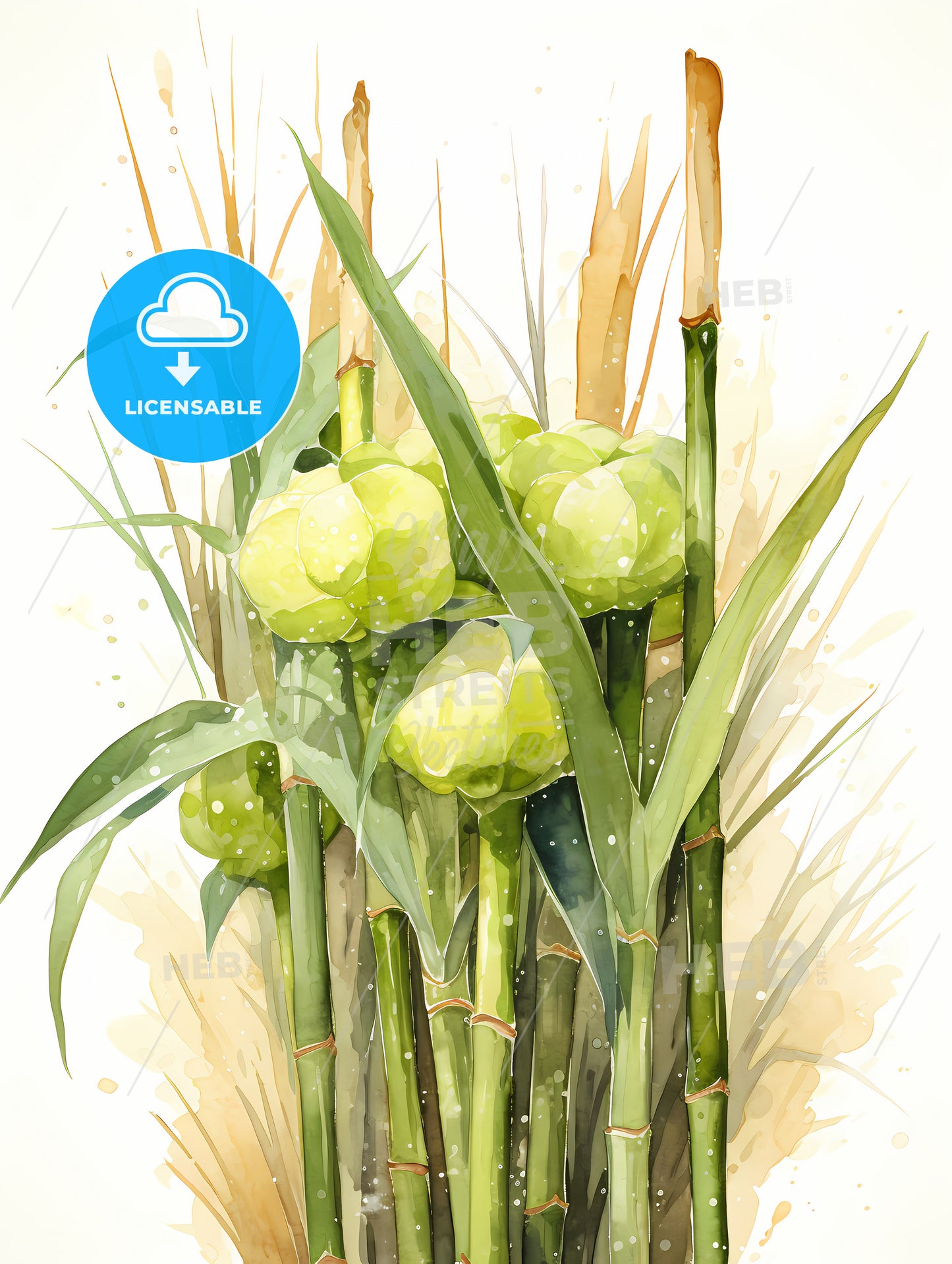 Sugar Cane - A Watercolor Painting Of A Plant