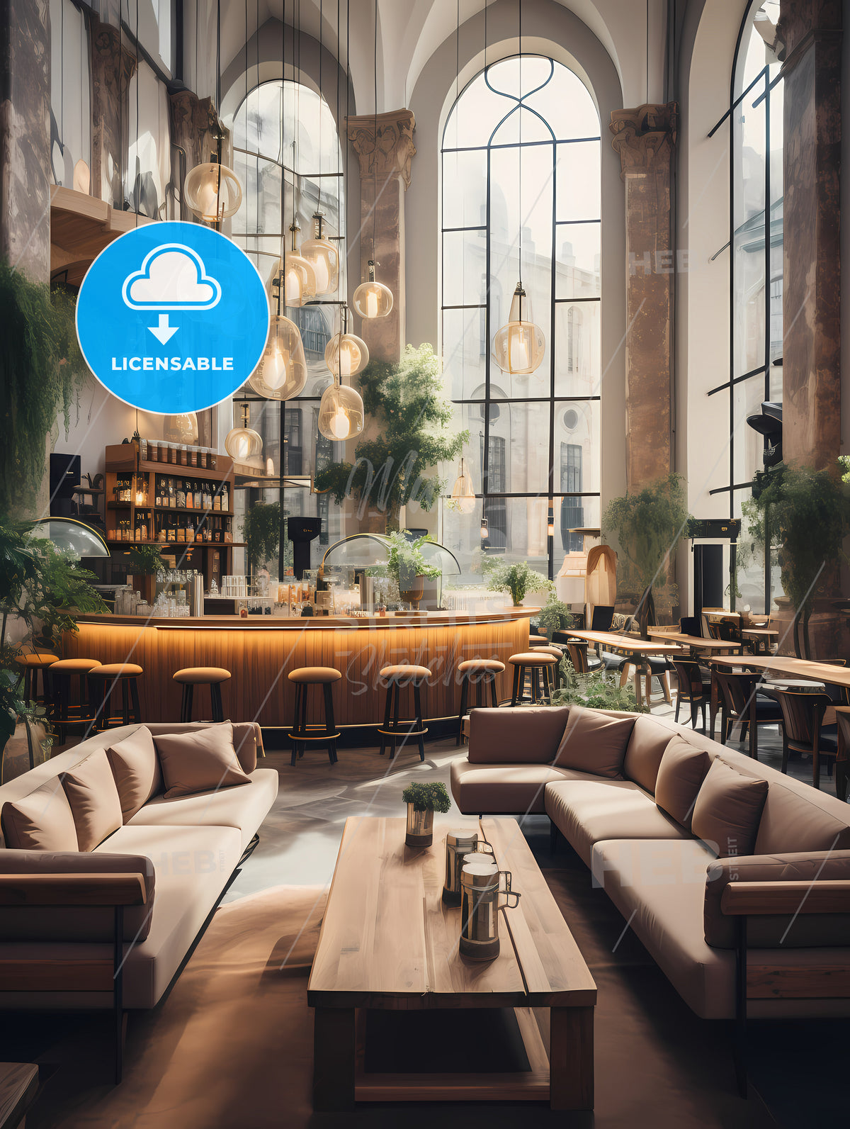 Sacred Building - A Room With A Large Window And A Bar