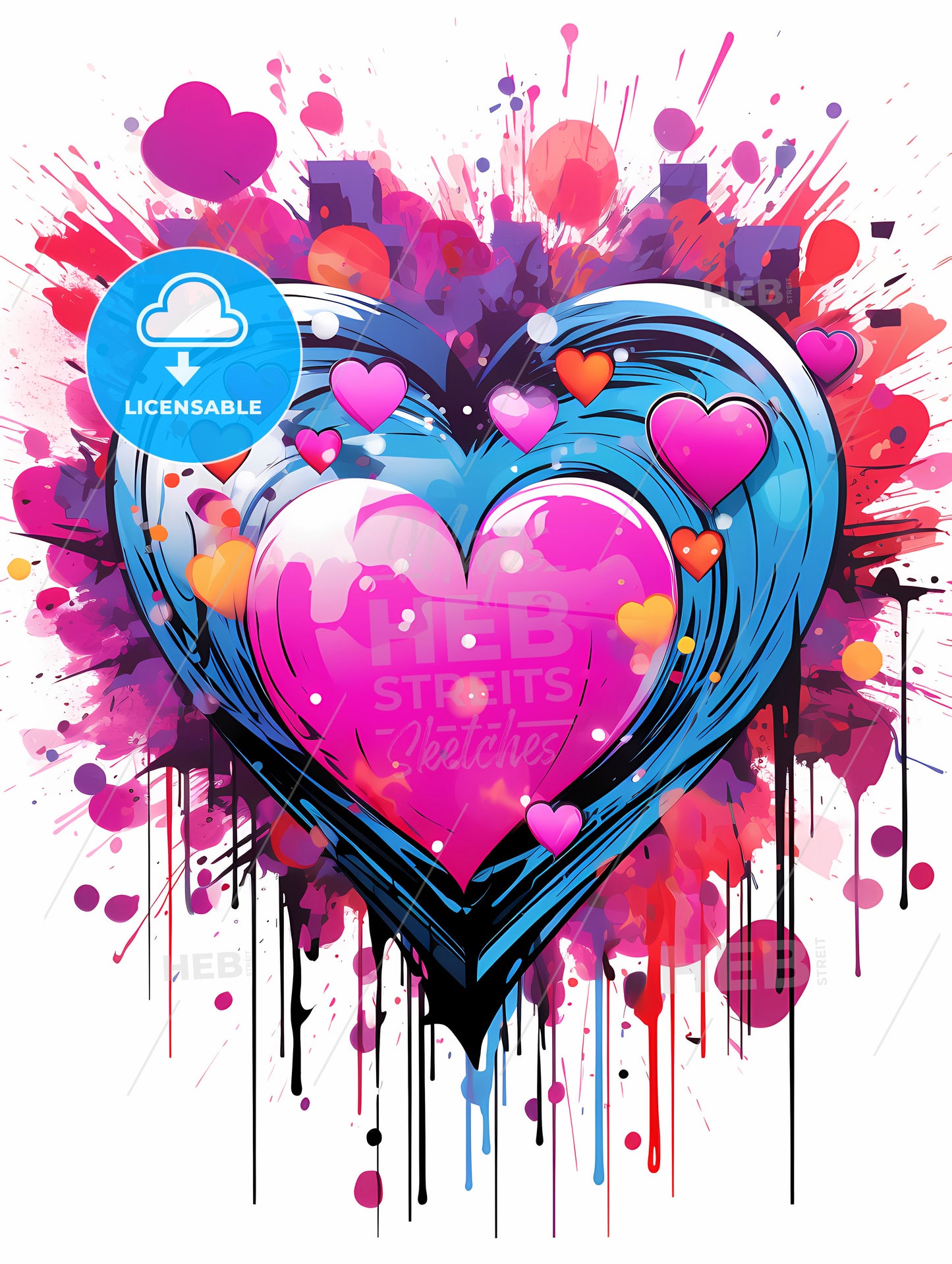 Love - A Heart With Pink And Blue Paint Splatter
