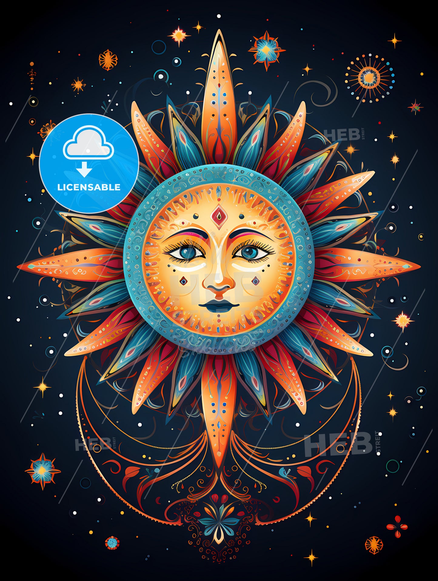 Greetings - A Colorful Sun With A Face