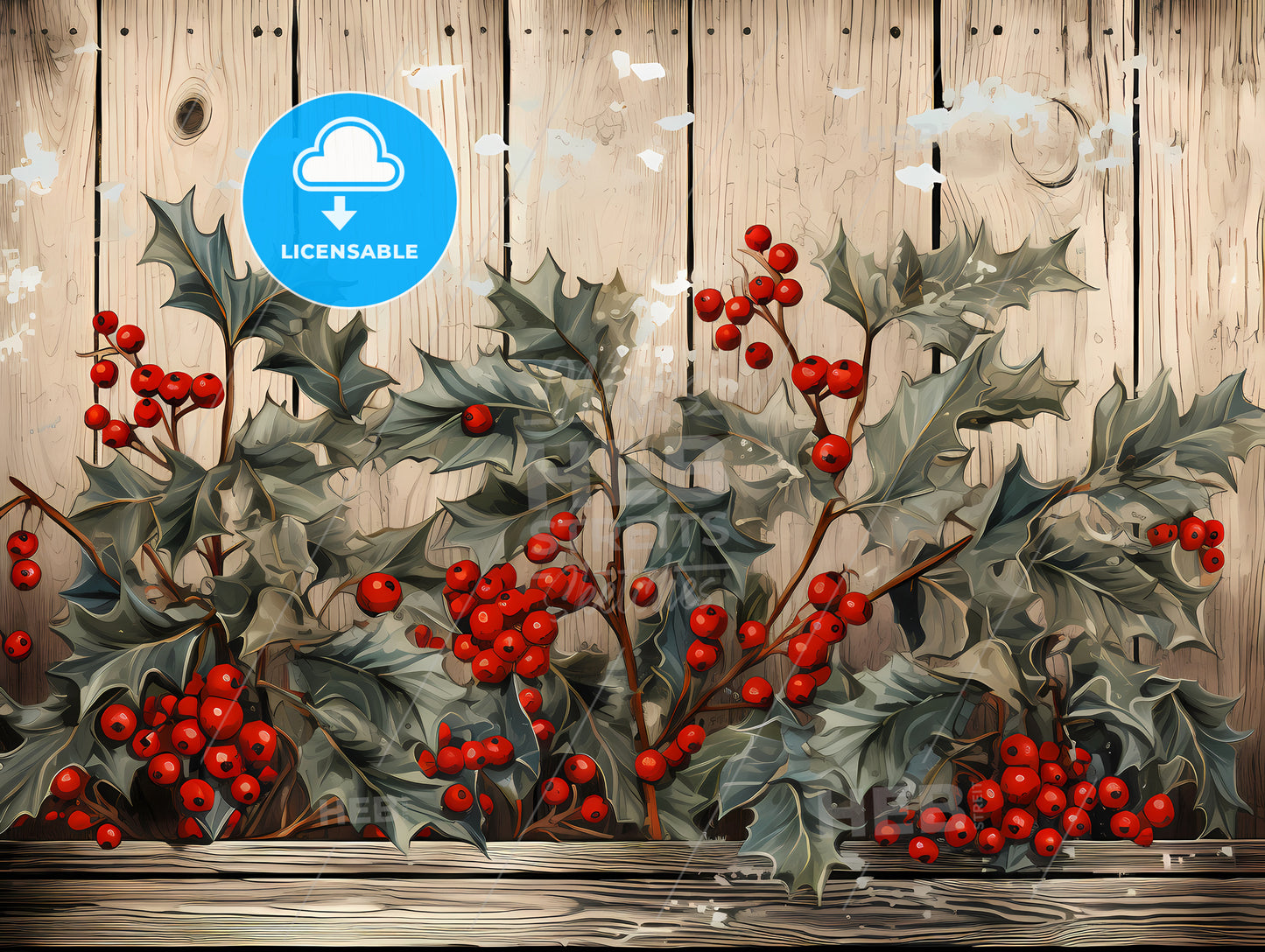 Holiday Greetings - A Painting Of Holly Berries And Leaves