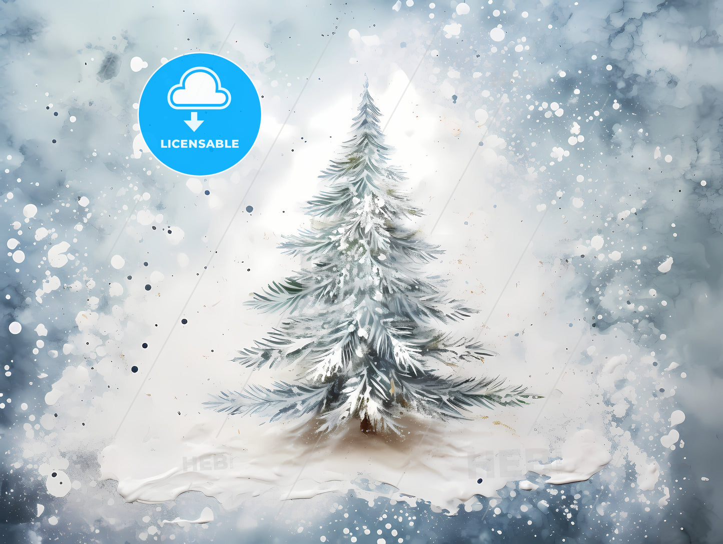 Holiday Greetings - A Painting Of A Tree In Snow