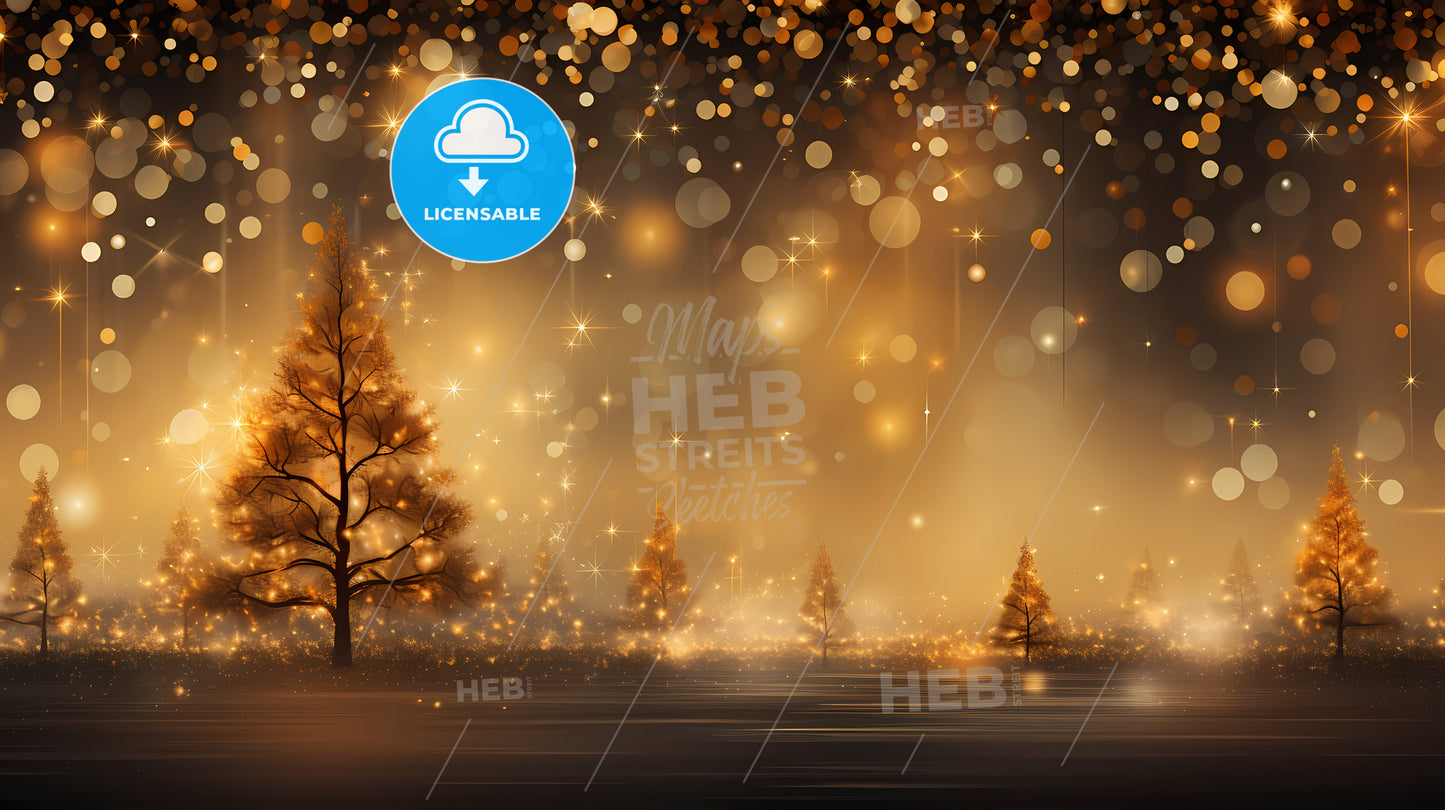 Holiday Greetings - A Tree With Lights And Stars