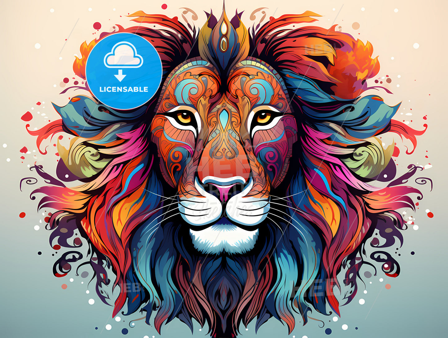 A Colorful Lion With Ornate Mane