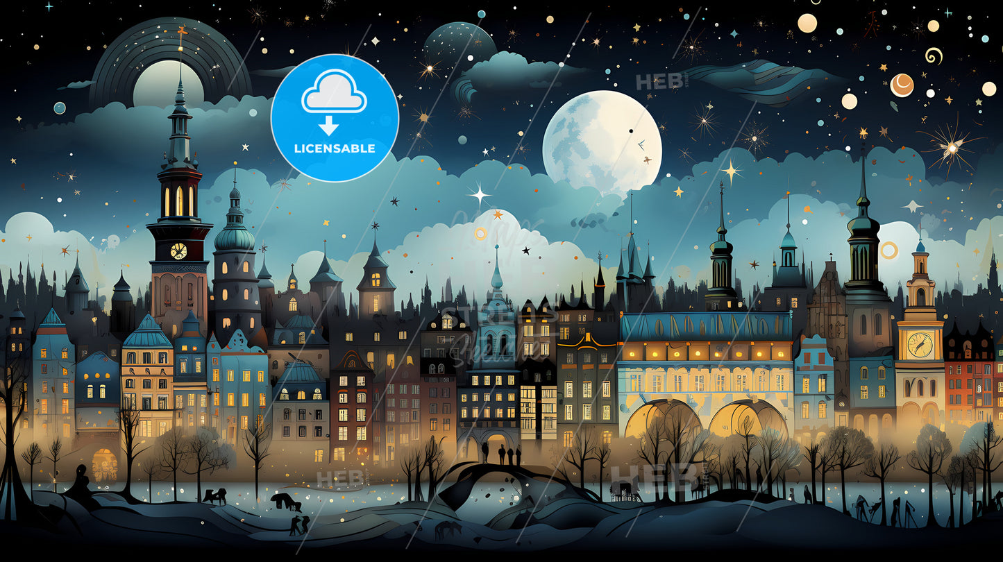 Bavaria - A City With A Moon And Stars