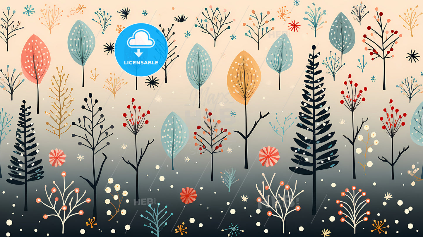 Holiday Greetings Card - A Group Of Trees With Different Colors