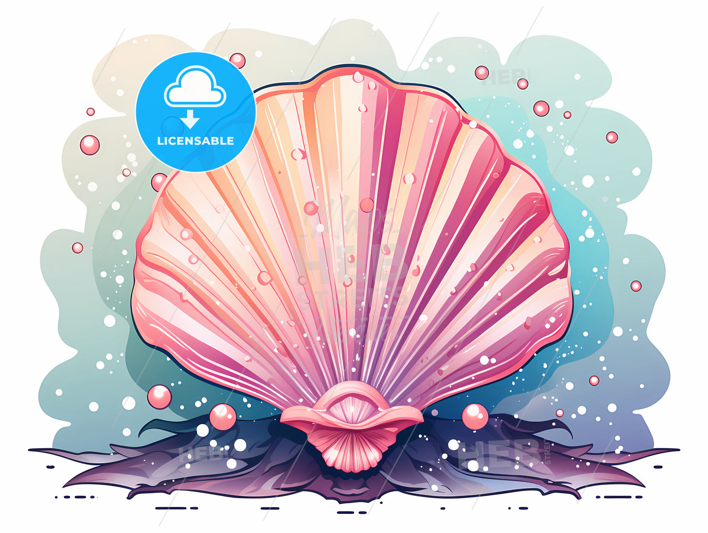 A Pink Shell With Bubbles