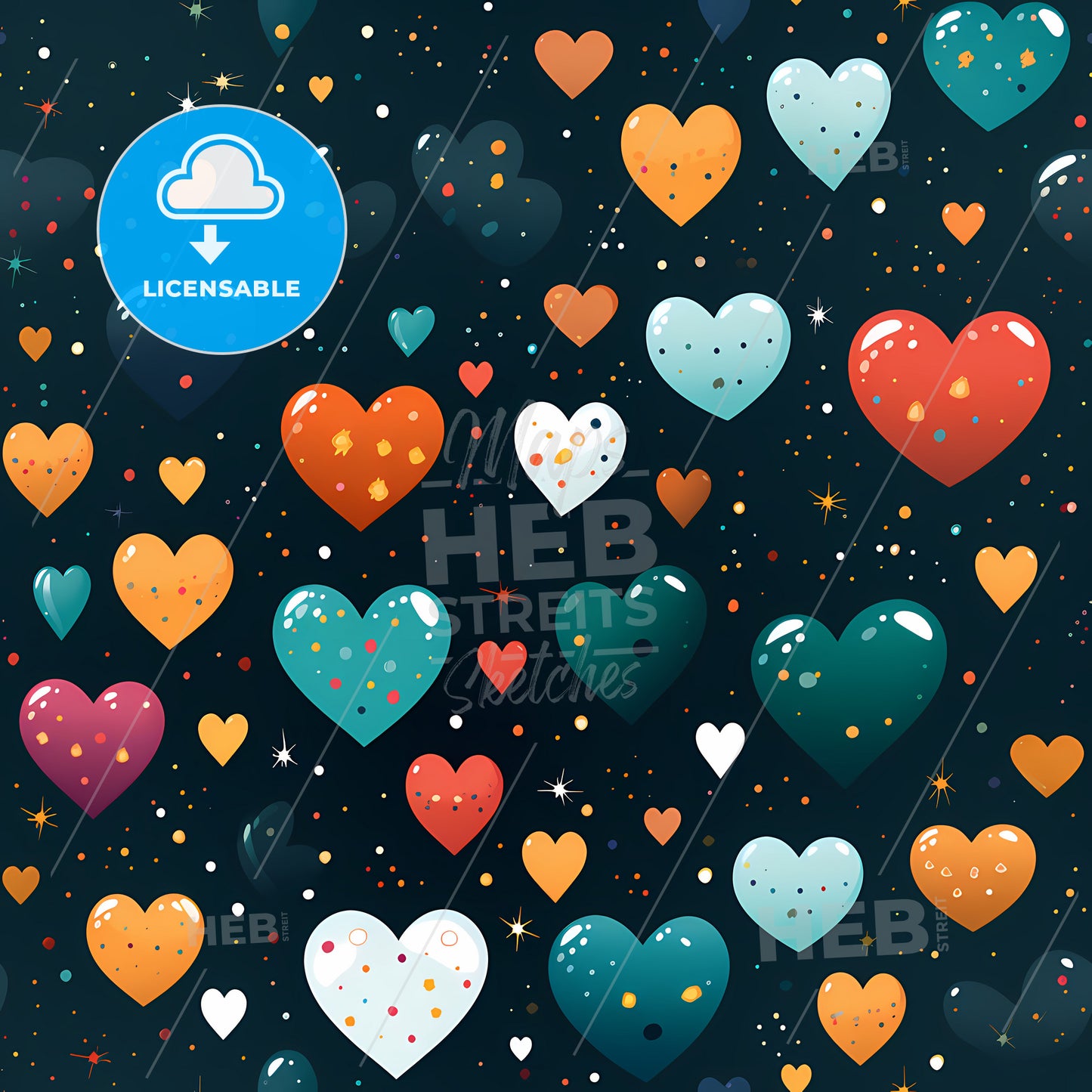 A Pattern Of Colorful Hearts