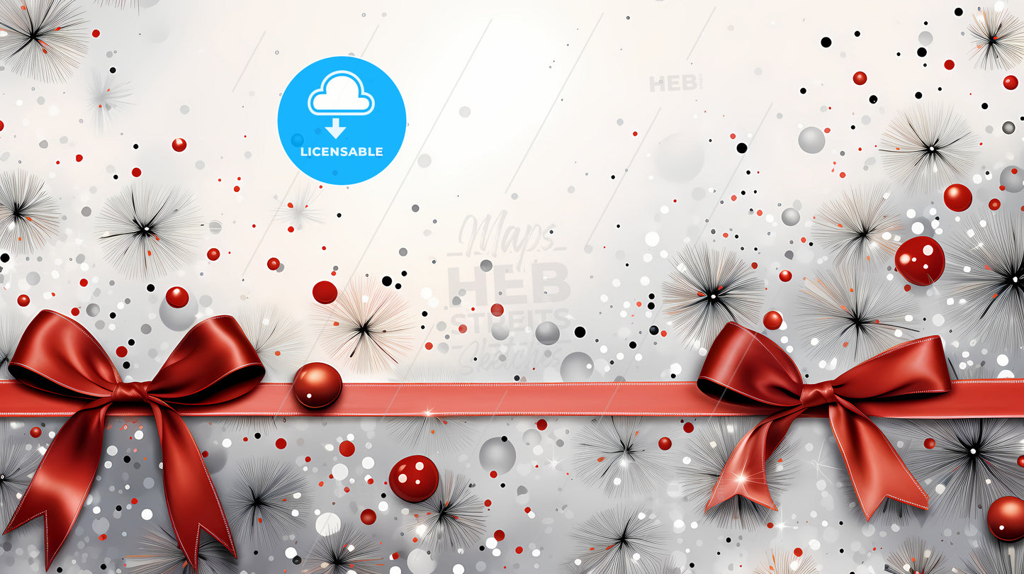 Greetings Card - A Red Ribbon With A Bow And Dandelions