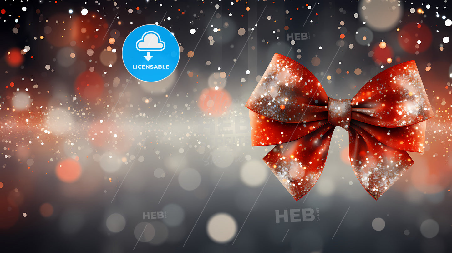 Greetings Card - A Red Bow With Snow On It