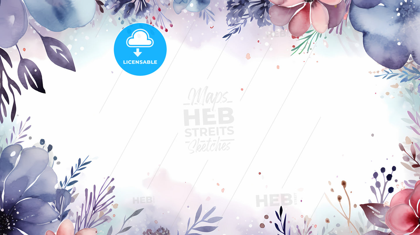 Greetings Card - A Frame Of Flowers And Leaves