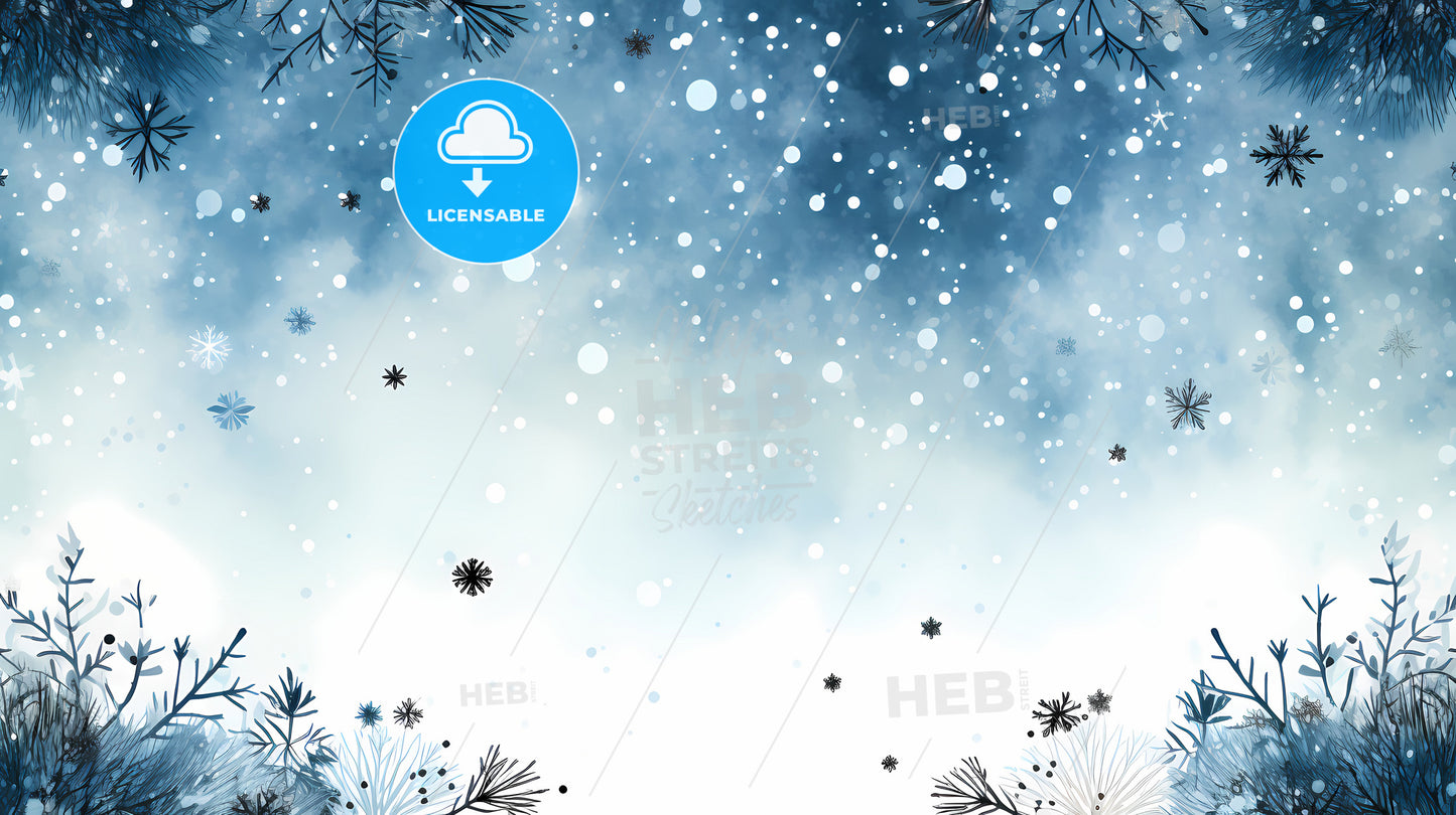 Greetings Card - Snow Falling Snow And Branches